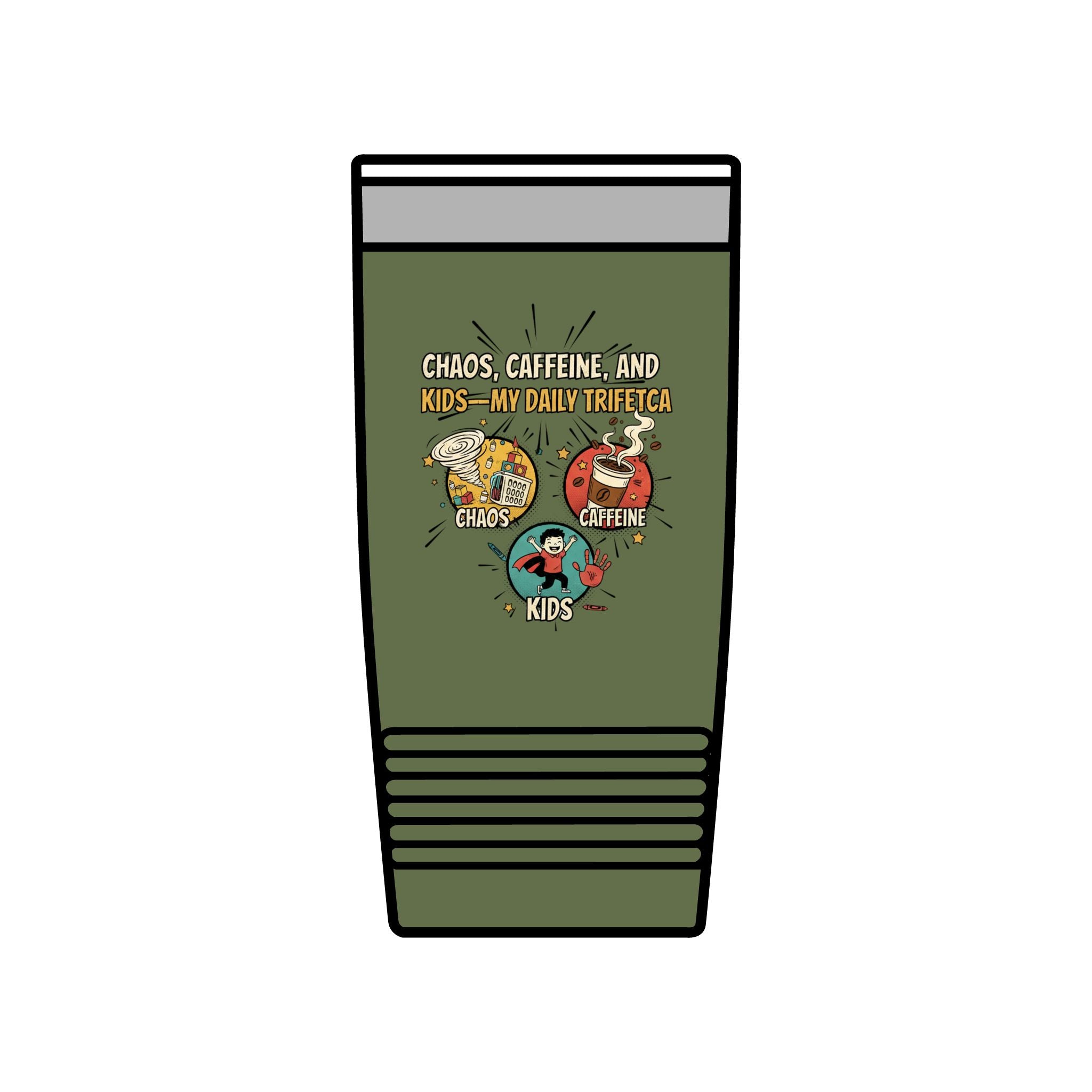 20oz Insulated Tumbler — "Chaos, Caffeine, and Kids" Travel Mug