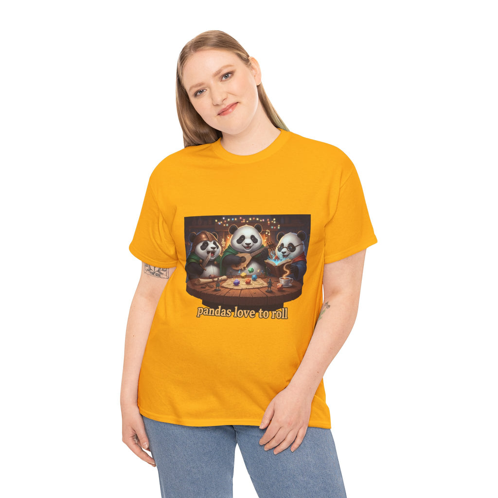 Pandas Love to Roll DnD T-Shirt — Fantasy Pandas Playing DnD Tee