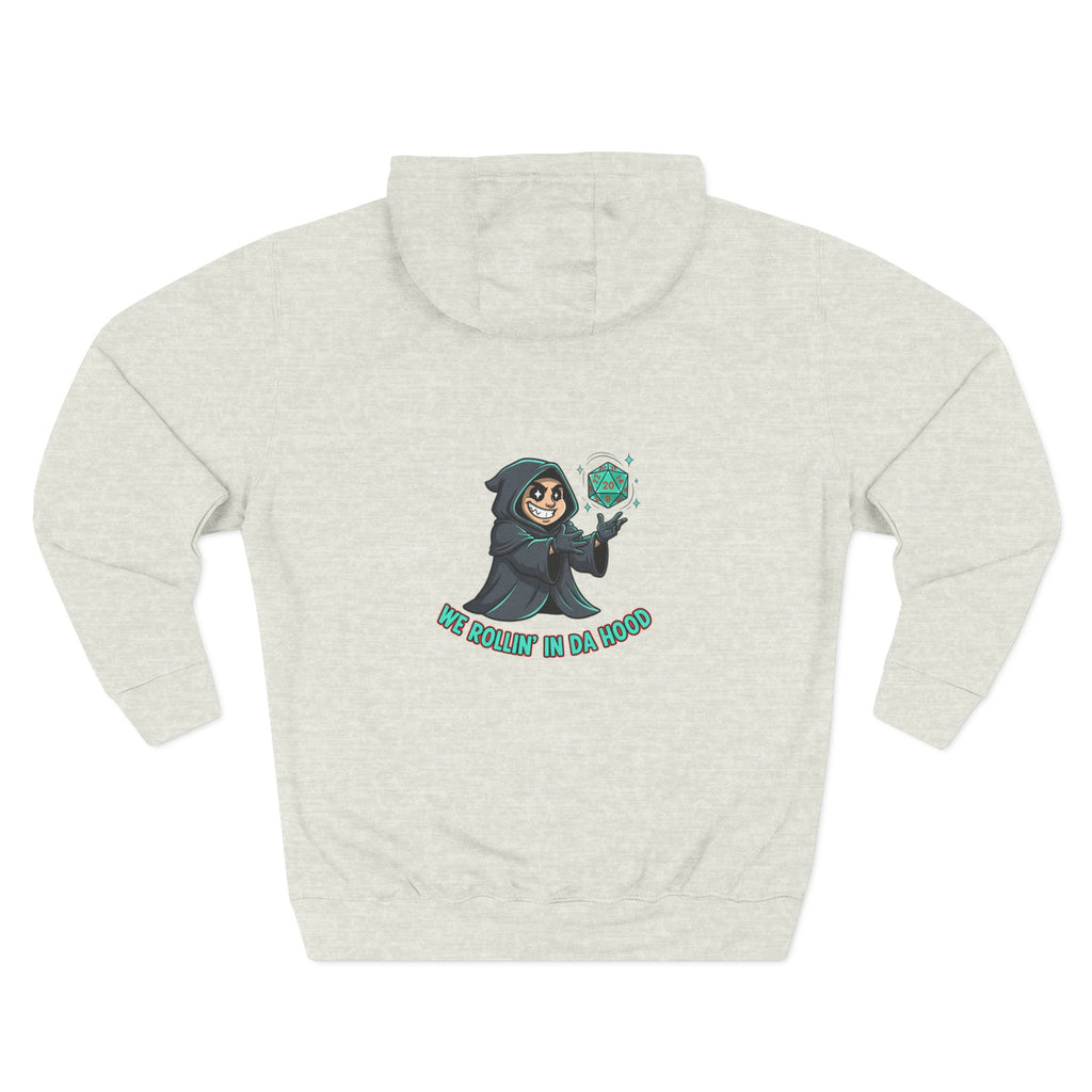 Hoodie — “We Rollin in da Hood” Grim Reaper D20 Gamer Pullover