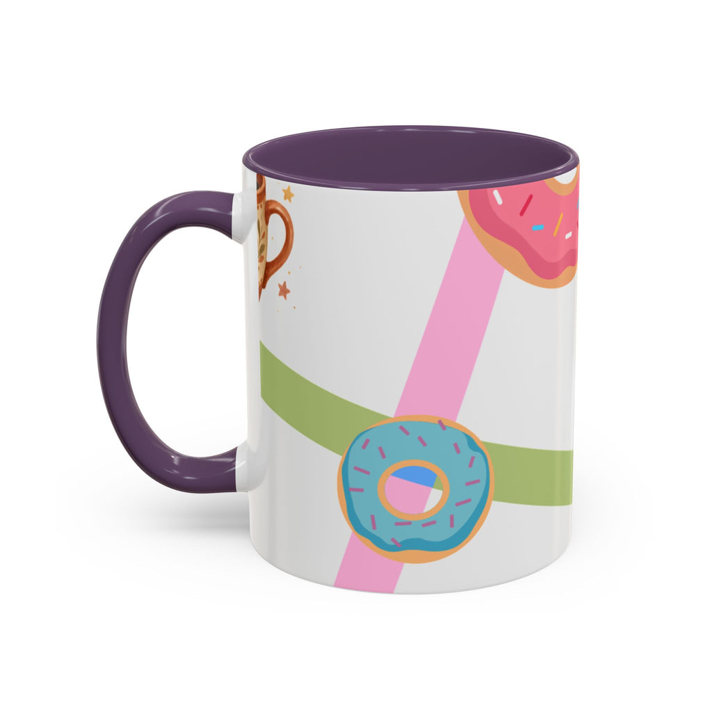 Donut & Coffee Accent Mug – Colorful Breakfast Coffee Cup (11/15 oz)