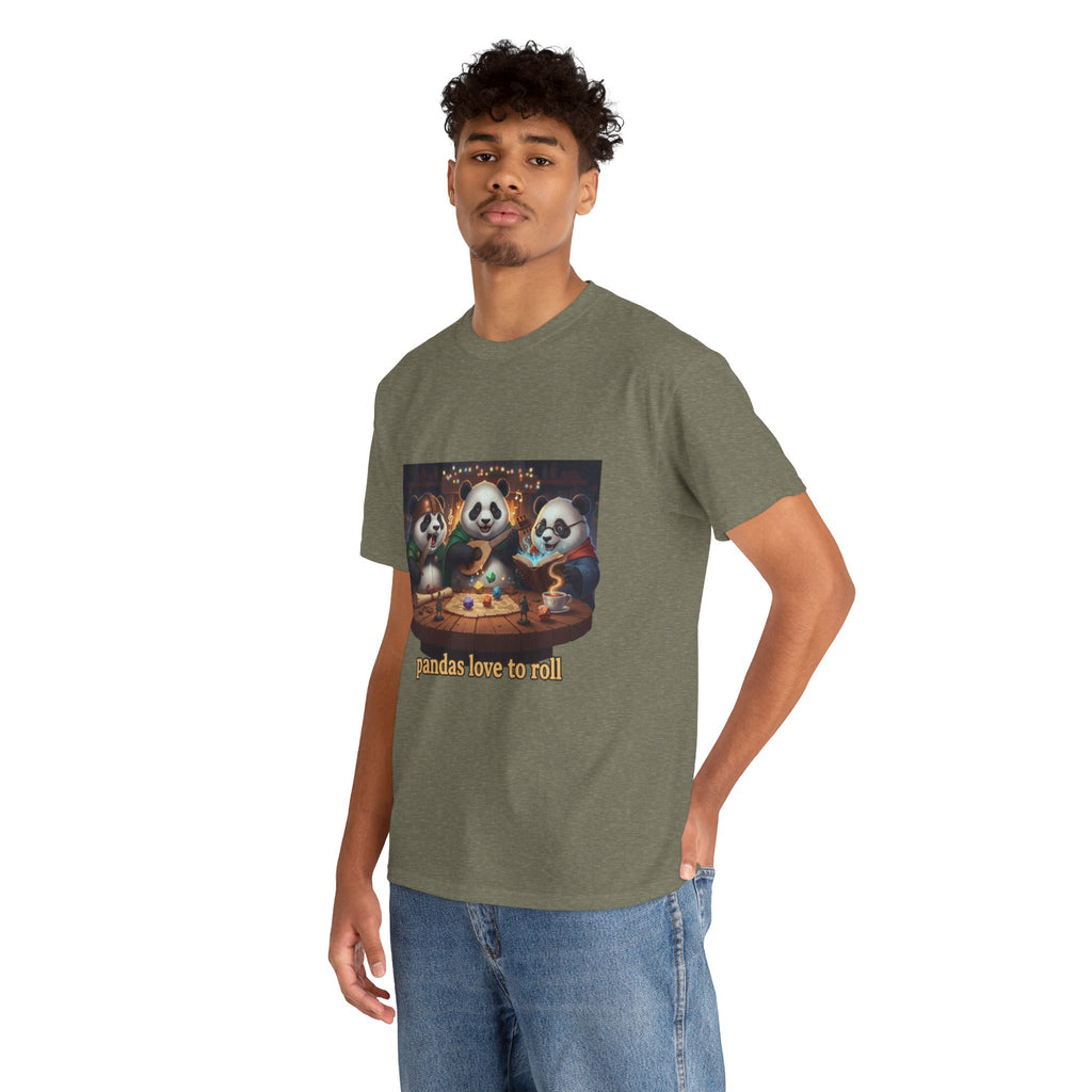 Pandas Love to Roll DnD T-Shirt — Fantasy Pandas Playing DnD Tee