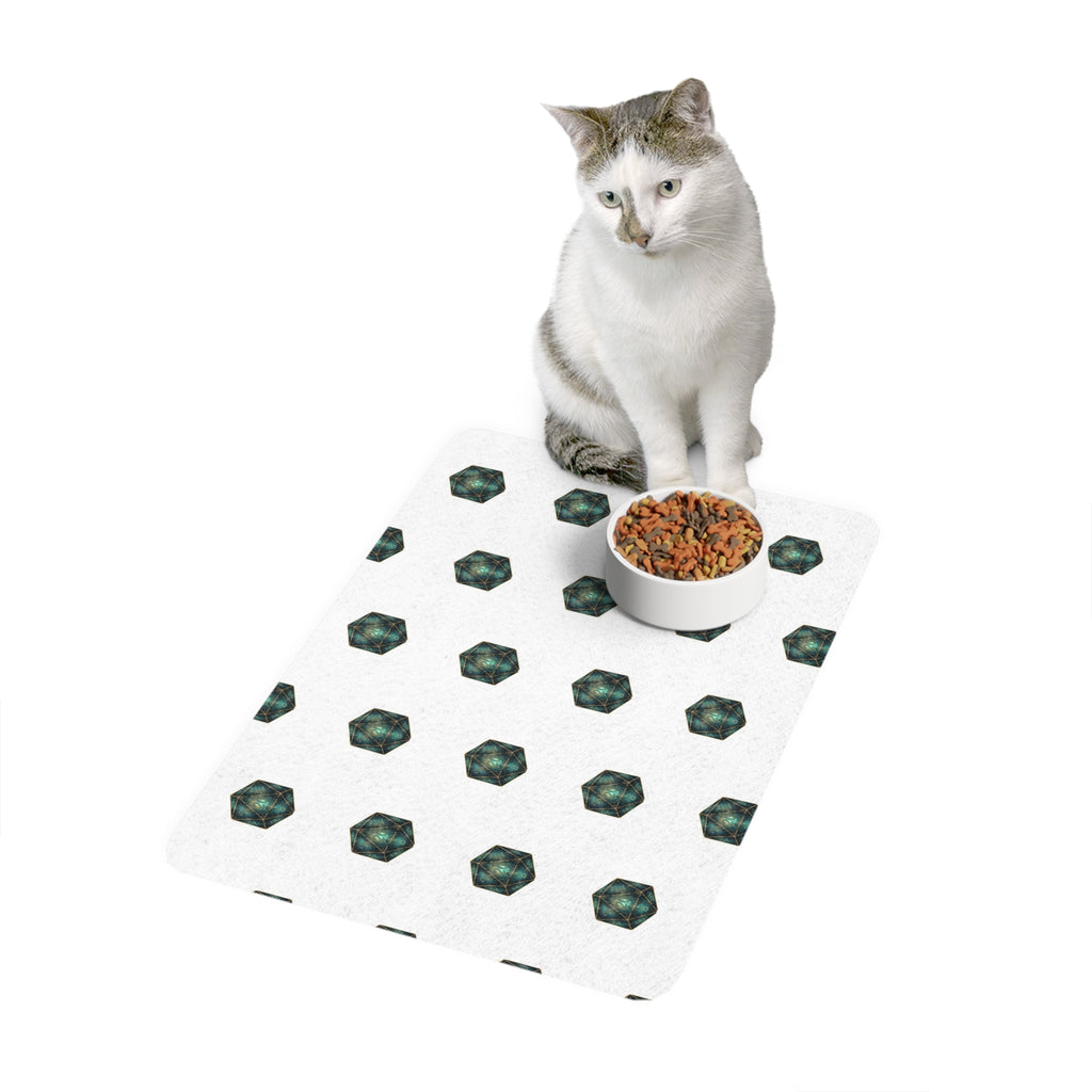 D&D Geeky Pet Food Mat — Pet Lover Gaming Bowl Mat (12x18)