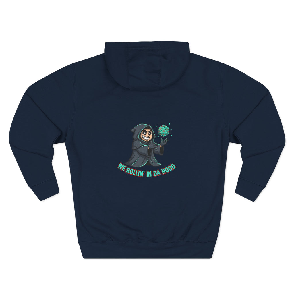 Hoodie — “We Rollin in da Hood” Grim Reaper D20 Gamer Pullover