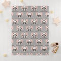 Panda Rolling into Hearts Soft Fleece Baby Blanket