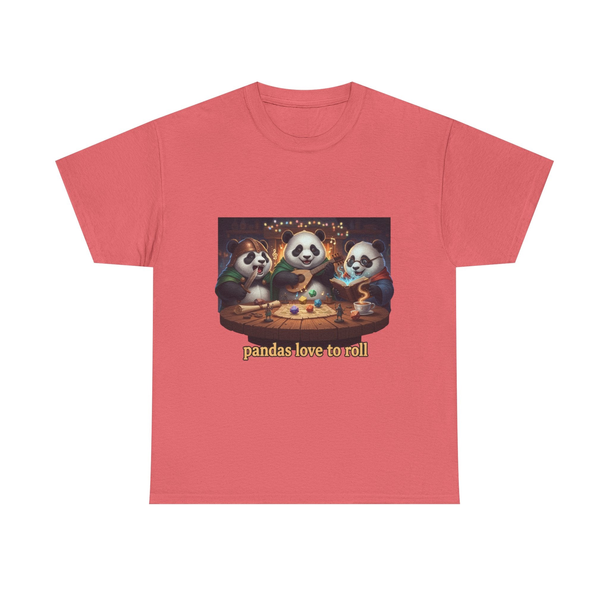 Pandas Love to Roll DnD T-Shirt — Fantasy Pandas Playing DnD Tee