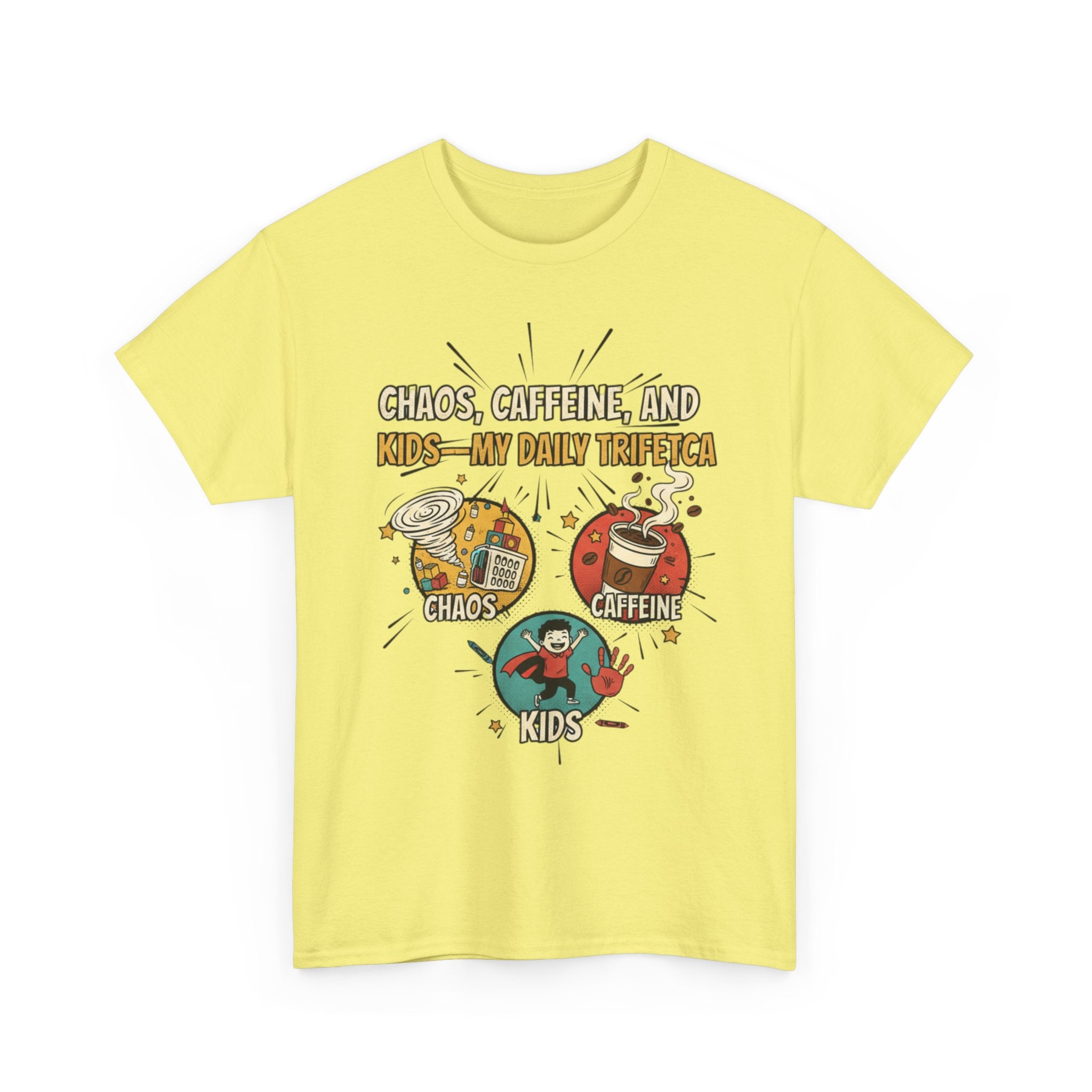 Chaos, Caffeine & Kids Tee — Funny Mom Dad Parenting T‑Shirt