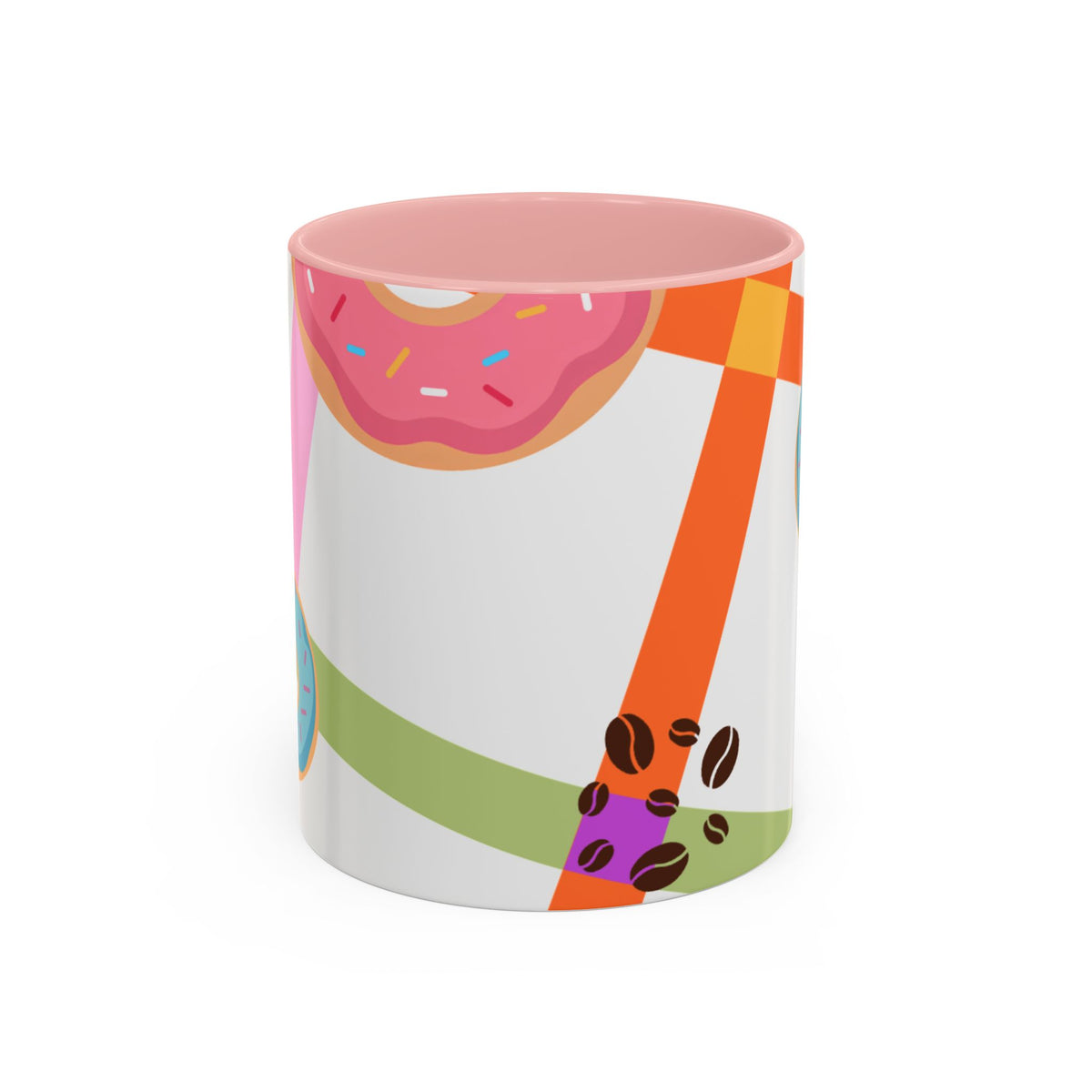 Donut & Coffee Accent Mug – Colorful Breakfast Coffee Cup (11/15 oz)