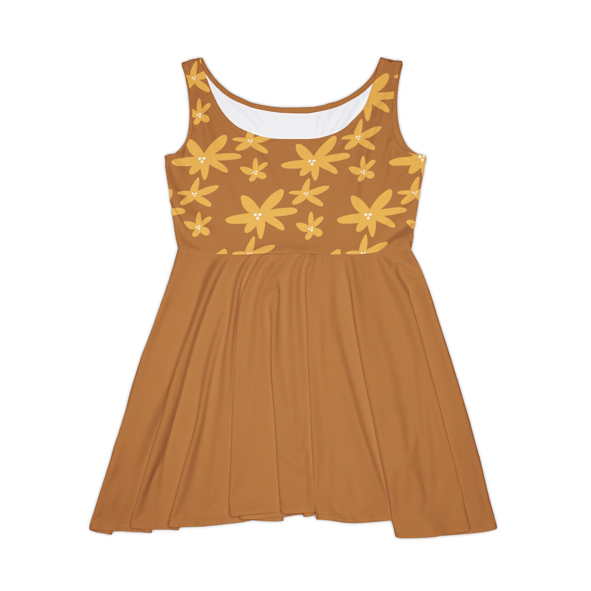 Golden Floral Skater Dress