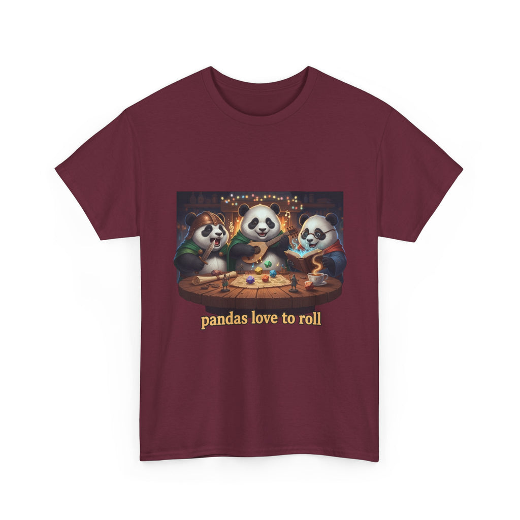 Pandas Love to Roll DnD T-Shirt — Fantasy Pandas Playing DnD Tee