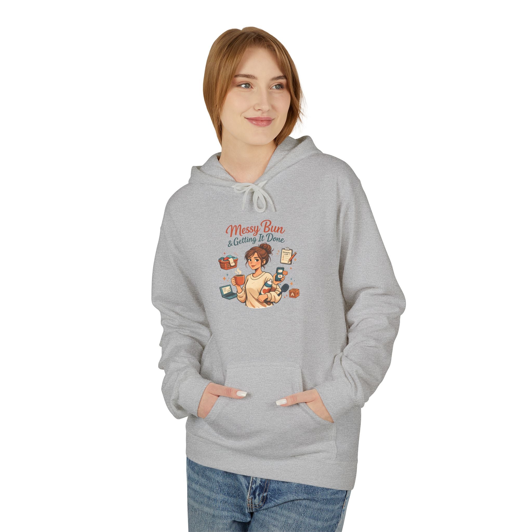 Messy Bun Mom Life Hoodie — Casual Motherhood Sweatshirt