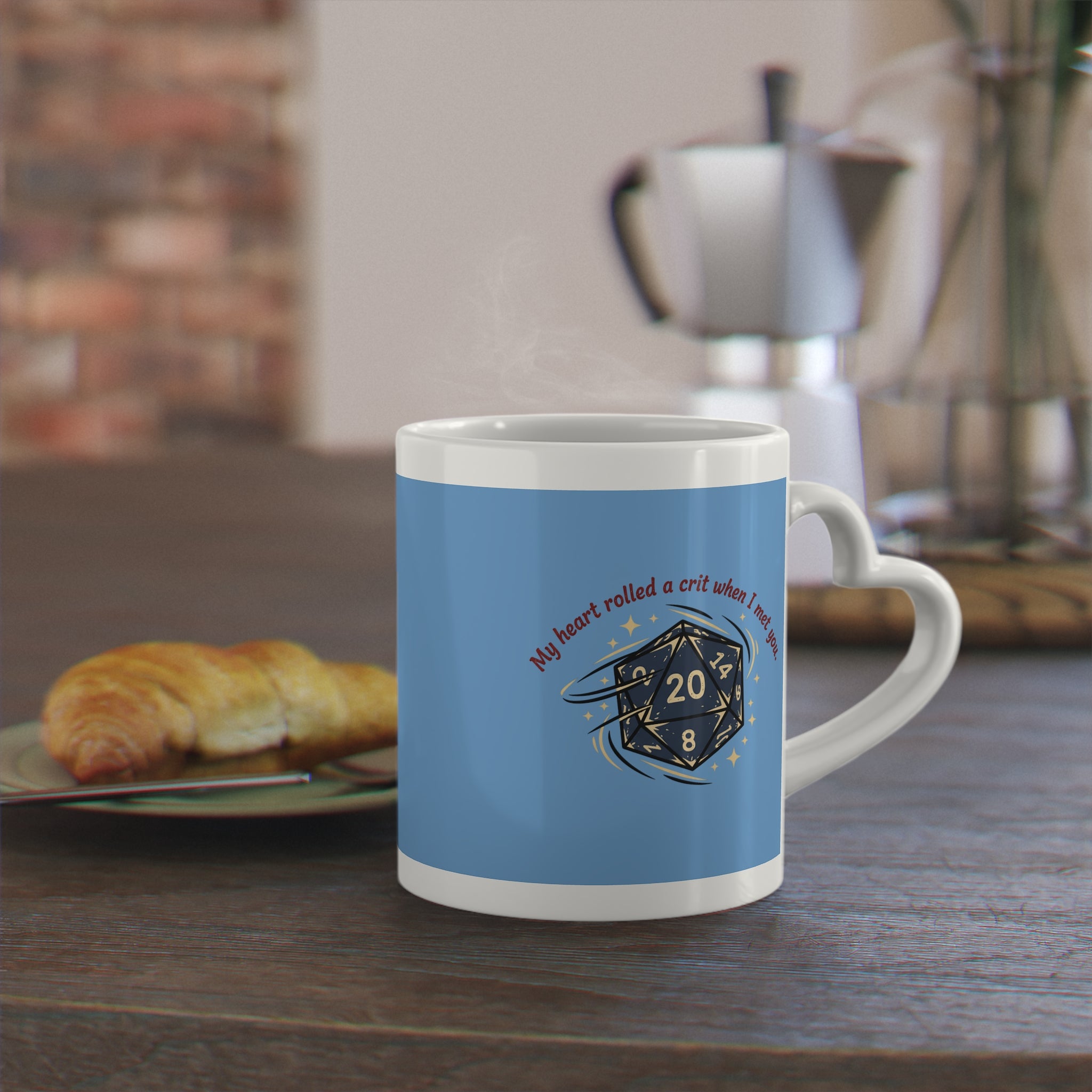Heart-Shaped Mug — "My Heart Rolled a Crit When I Met You" RPG Love Coffee Cup