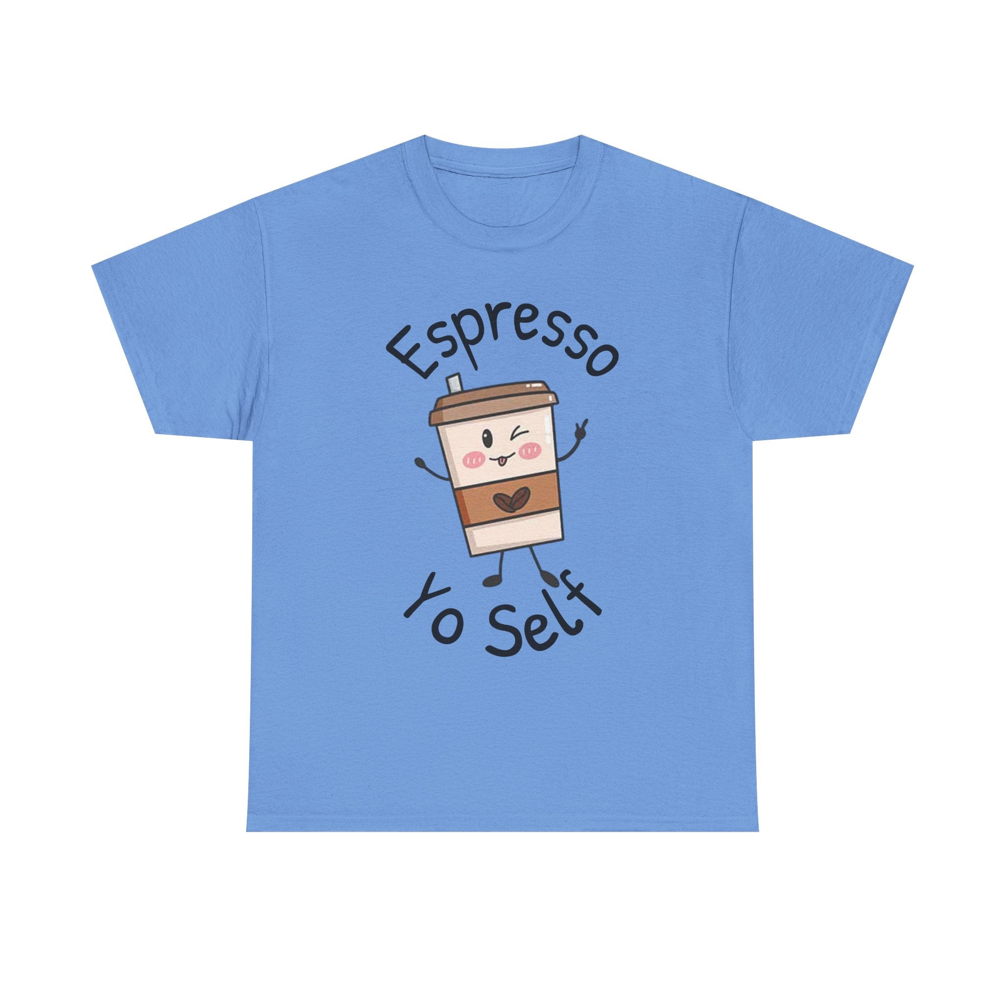 Espresso Yo Self Coffee Tee — Animated Coffee Guy Graphic T-Shirt