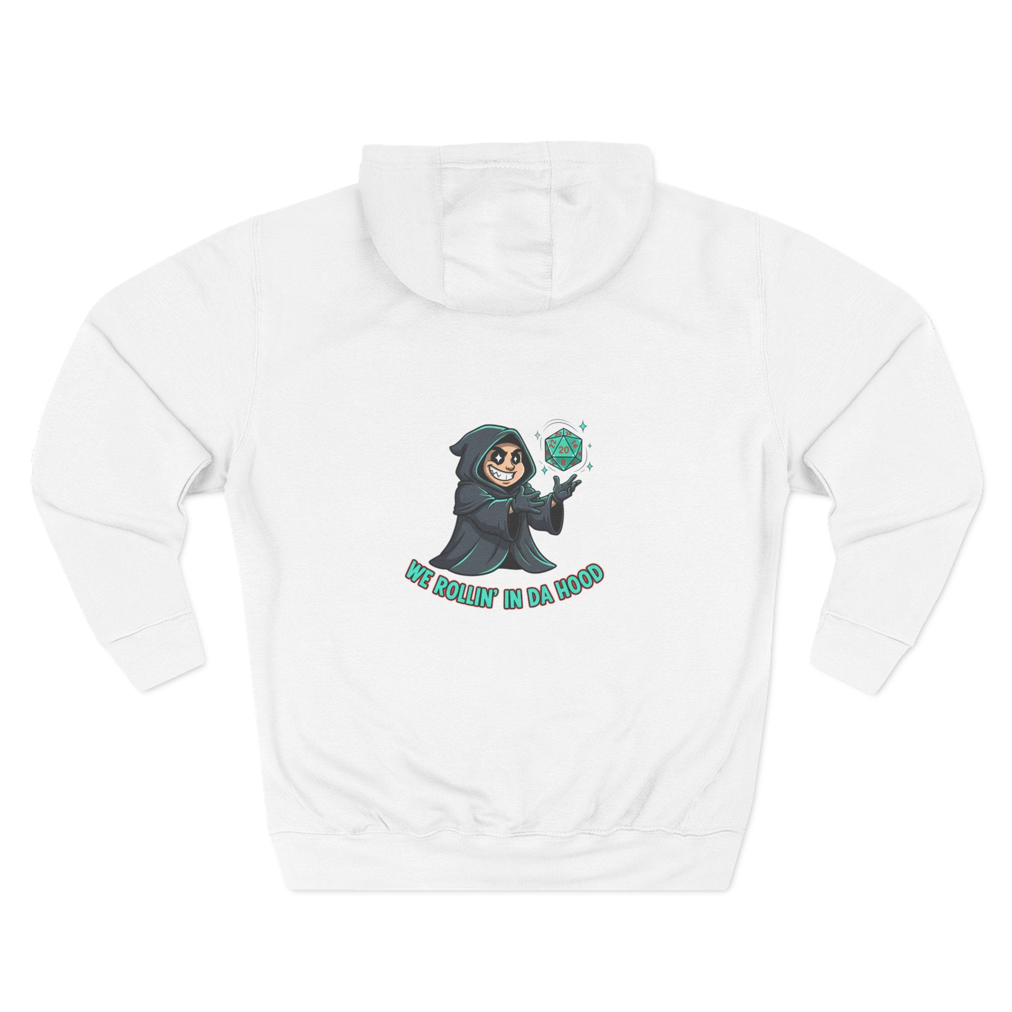 Hoodie — “We Rollin in da Hood” Grim Reaper D20 Gamer Pullover