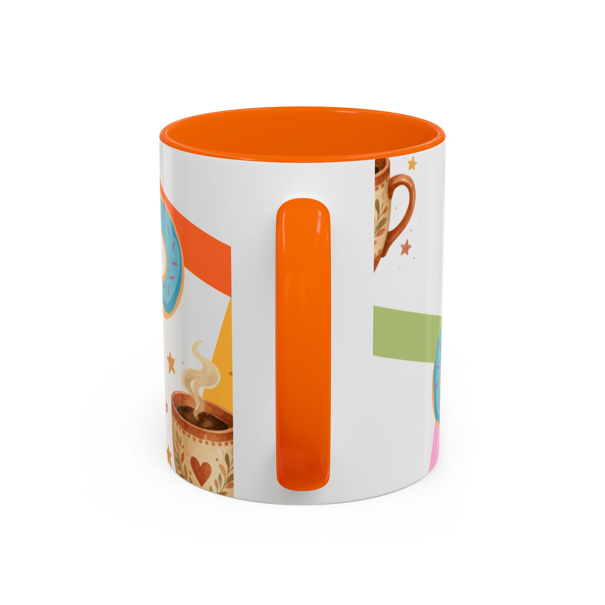 Donut & Coffee Accent Mug – Colorful Breakfast Coffee Cup (11/15 oz)