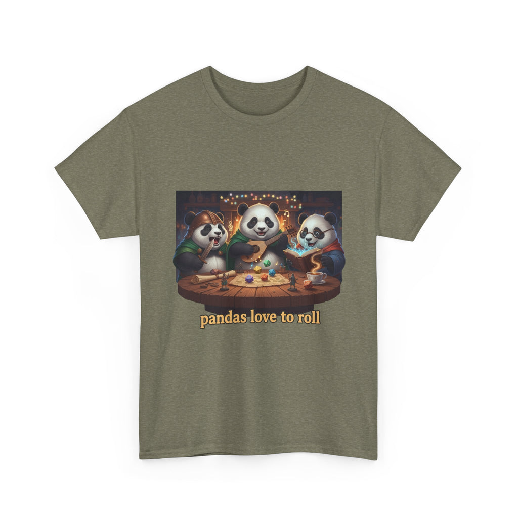 Pandas Love to Roll DnD T-Shirt — Fantasy Pandas Playing DnD Tee