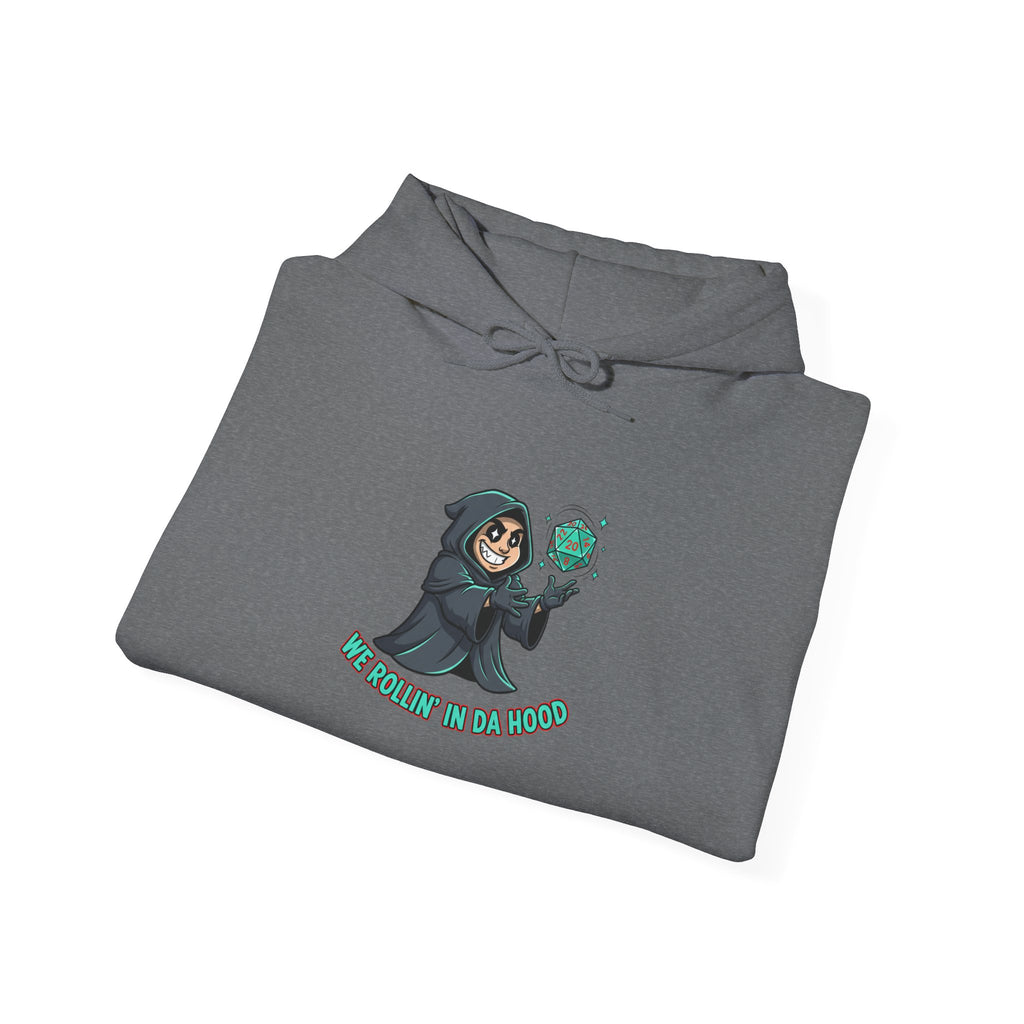 Grim Reaper D20 Hoodie — "Rollin' in da Hood" RPG Gaming Sweatshirt