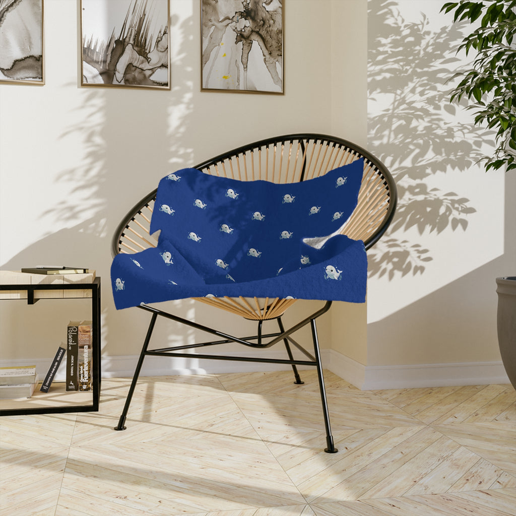 Baby Beluga Whale Velveteen Microfiber Blanket — Cozy Infant Throw