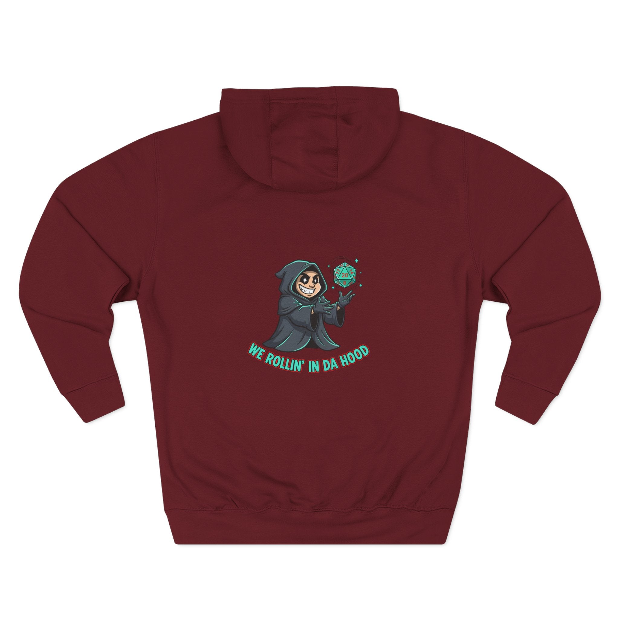 Hoodie — “We Rollin in da Hood” Grim Reaper D20 Gamer Pullover