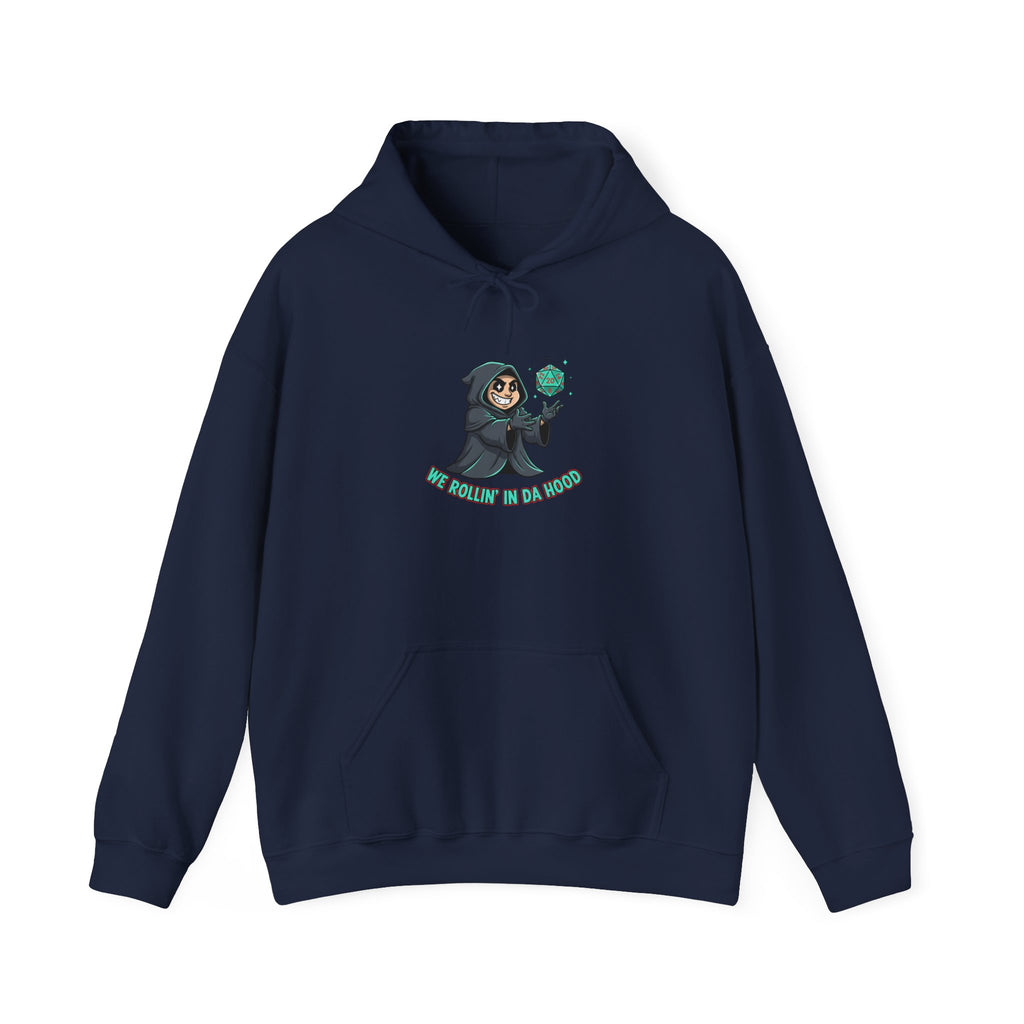 Grim Reaper D20 Hoodie — "Rollin' in da Hood" RPG Gaming Sweatshirt
