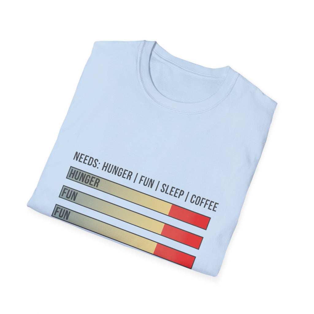 Needs: Hunger | Fun | Sleep | Coffee Graphic T-Shirt — Funny Meter Bars Tee