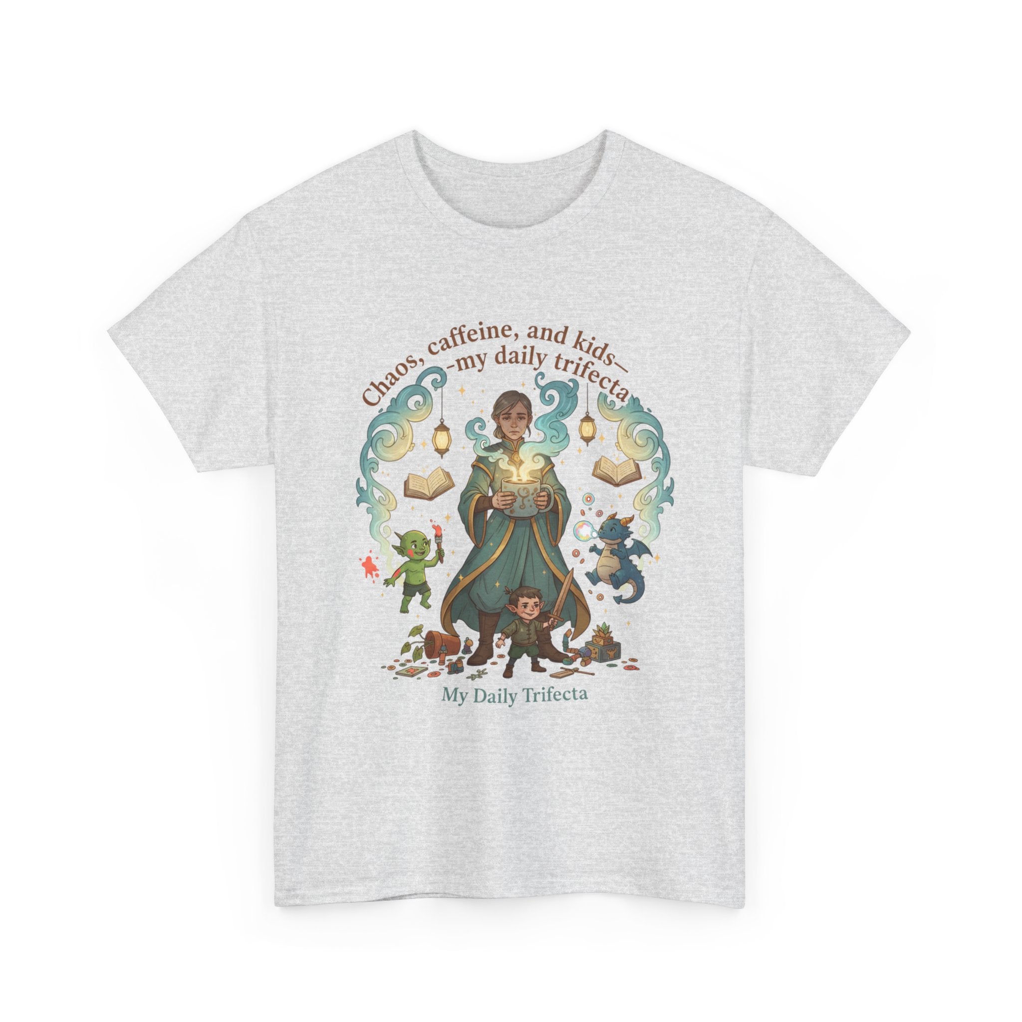 DND Chaos, Caffeine & Kids Parent T-Shirt — Magical Fantasy Roleplay Tee