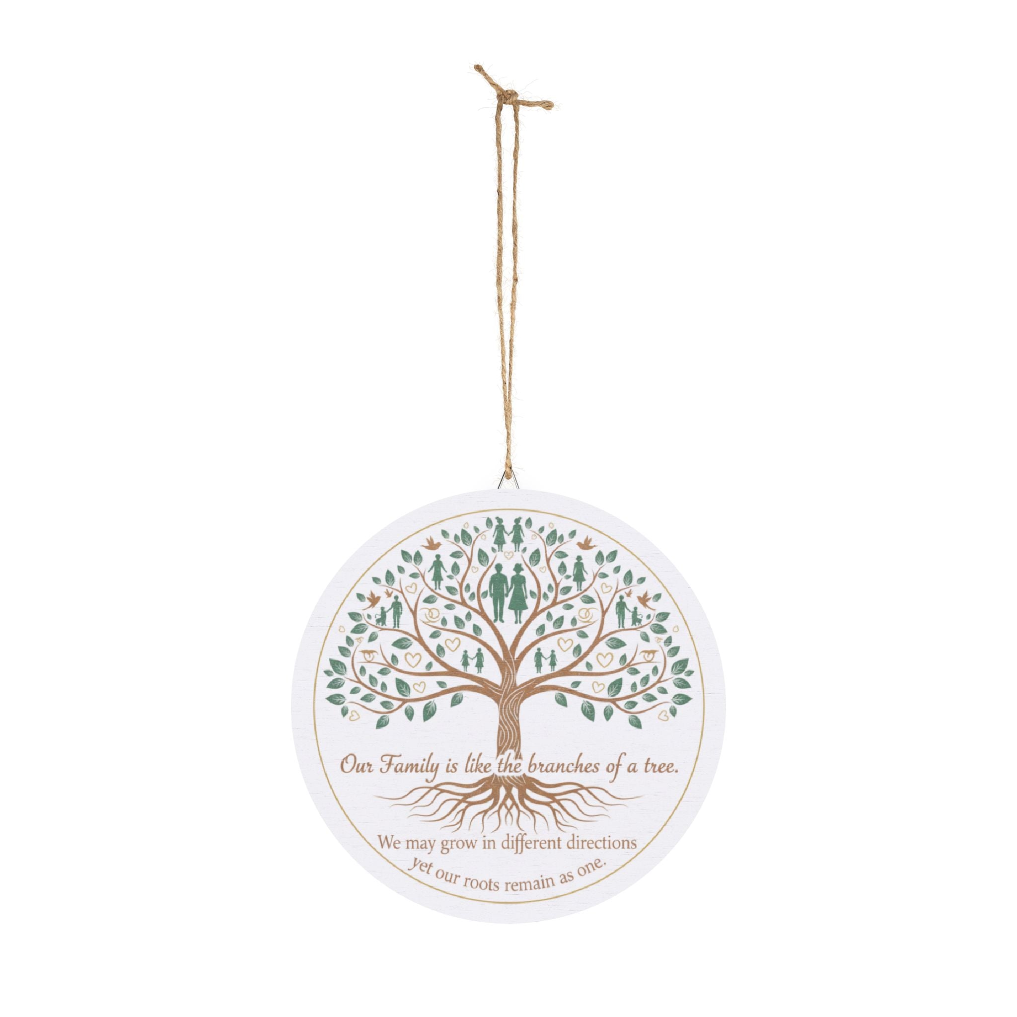 Family Tree Wood Sign – “Our Family is like the branches of a tree” Round Wall Plaque