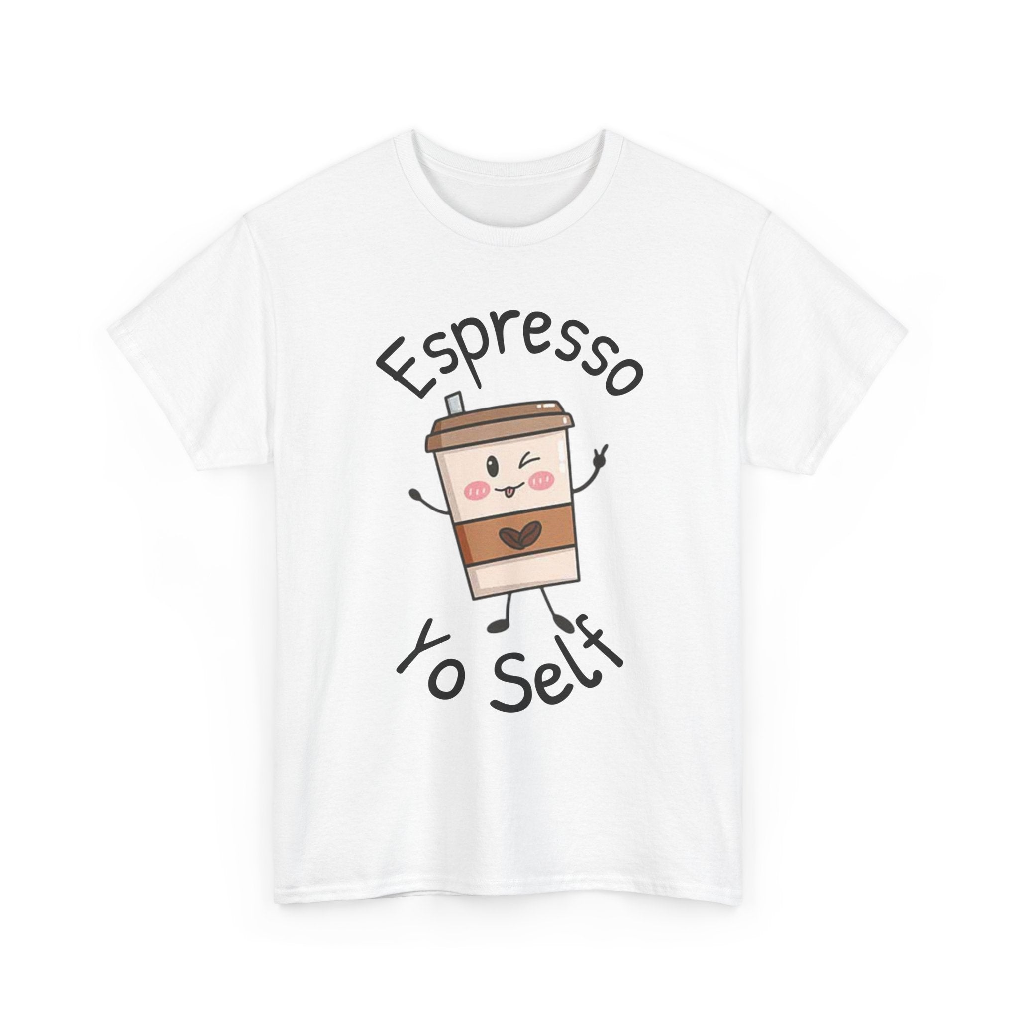 Espresso Yo Self Coffee Tee — Animated Coffee Guy Graphic T-Shirt