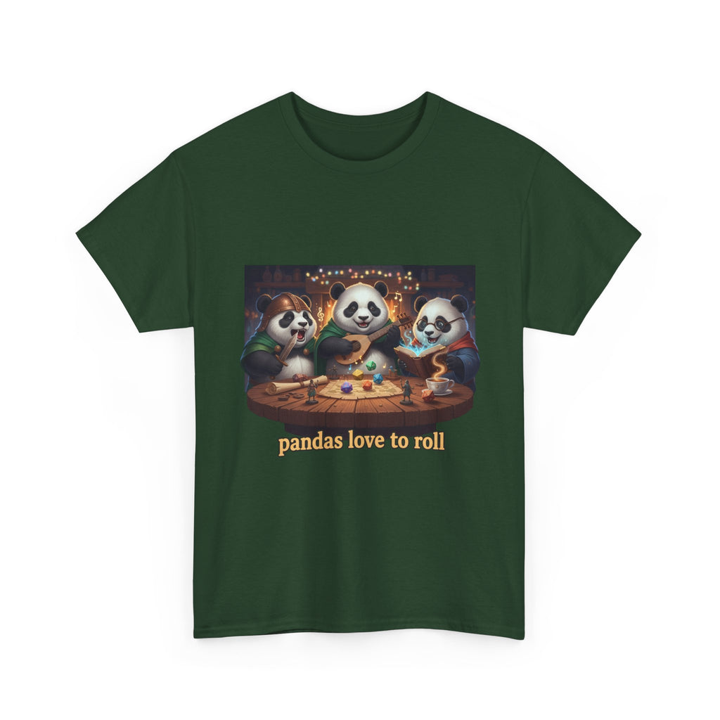 Pandas Love to Roll DnD T-Shirt — Fantasy Pandas Playing DnD Tee