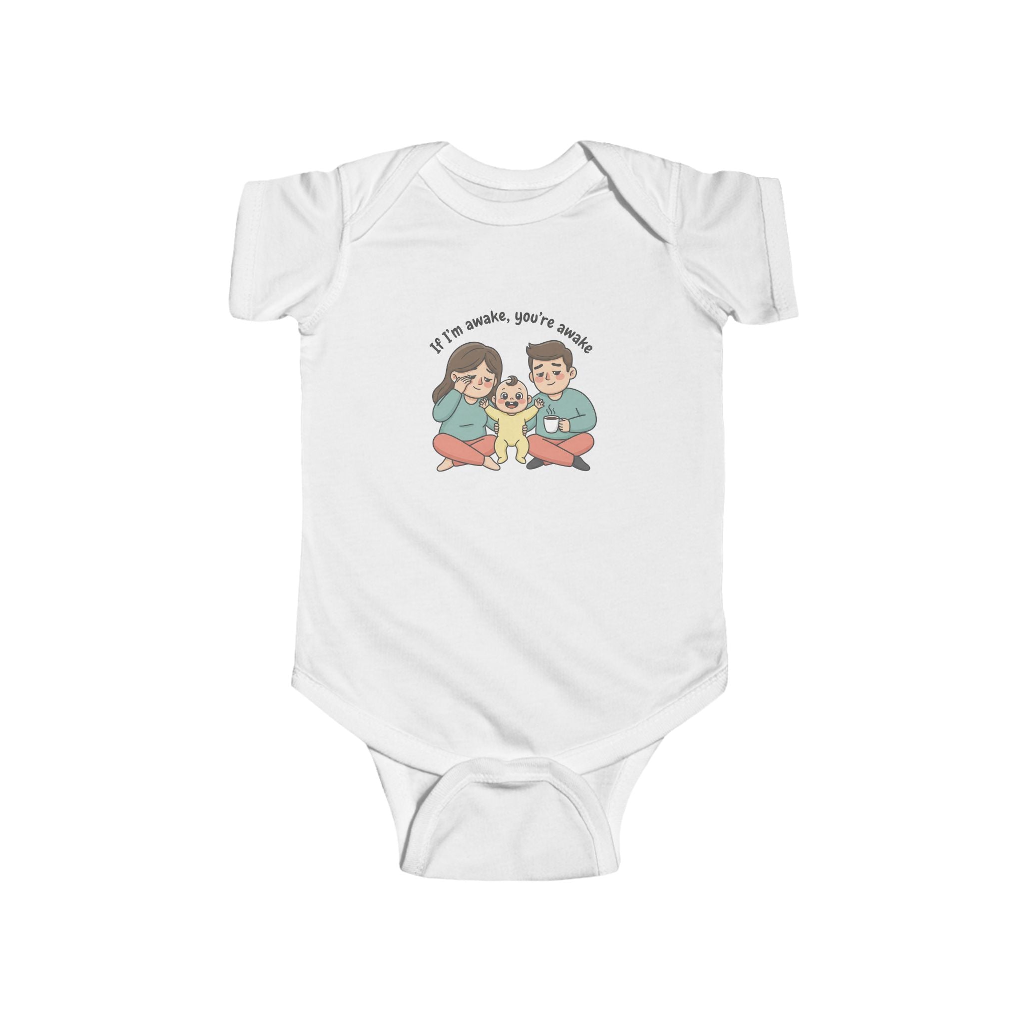 Infant Bodysuit — "Tired Parents, Happy Awake Baby" Cute Newborn Onesie