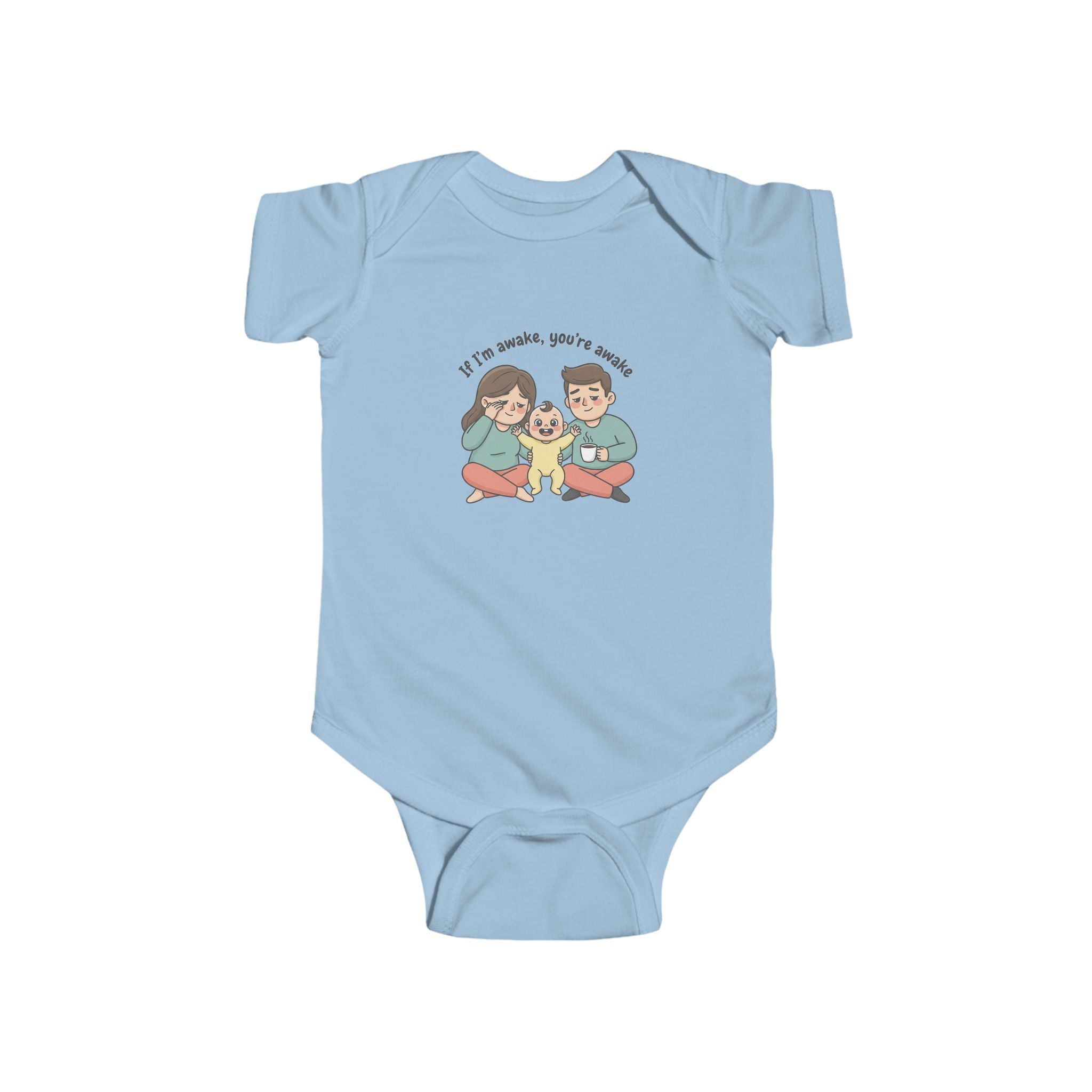 Infant Bodysuit — "Tired Parents, Happy Awake Baby" Cute Newborn Onesie