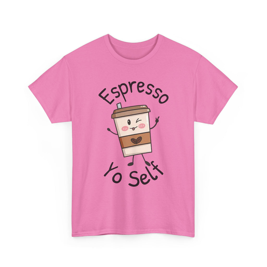 Espresso Yo Self Coffee Tee — Animated Coffee Guy Graphic T-Shirt