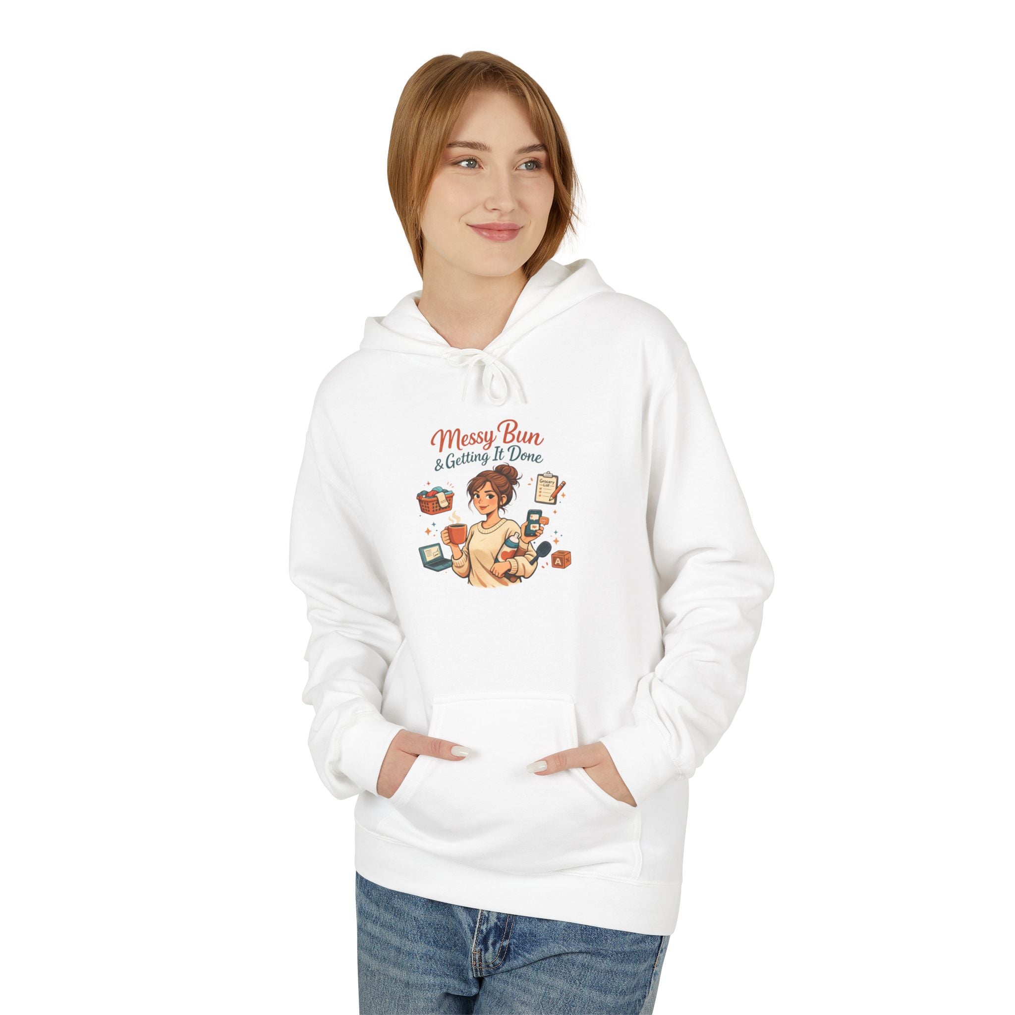 Messy Bun Mom Life Hoodie — Casual Motherhood Sweatshirt
