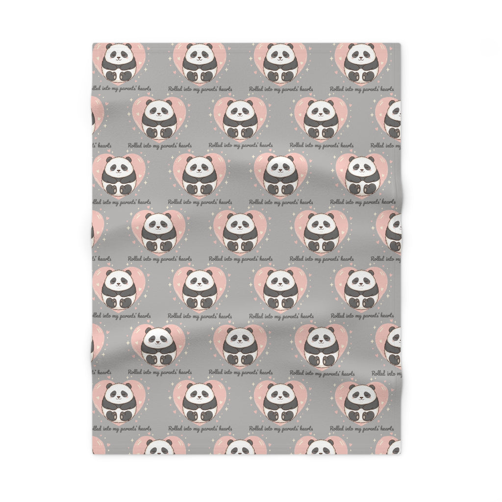 Panda Rolling into Hearts Soft Fleece Baby Blanket