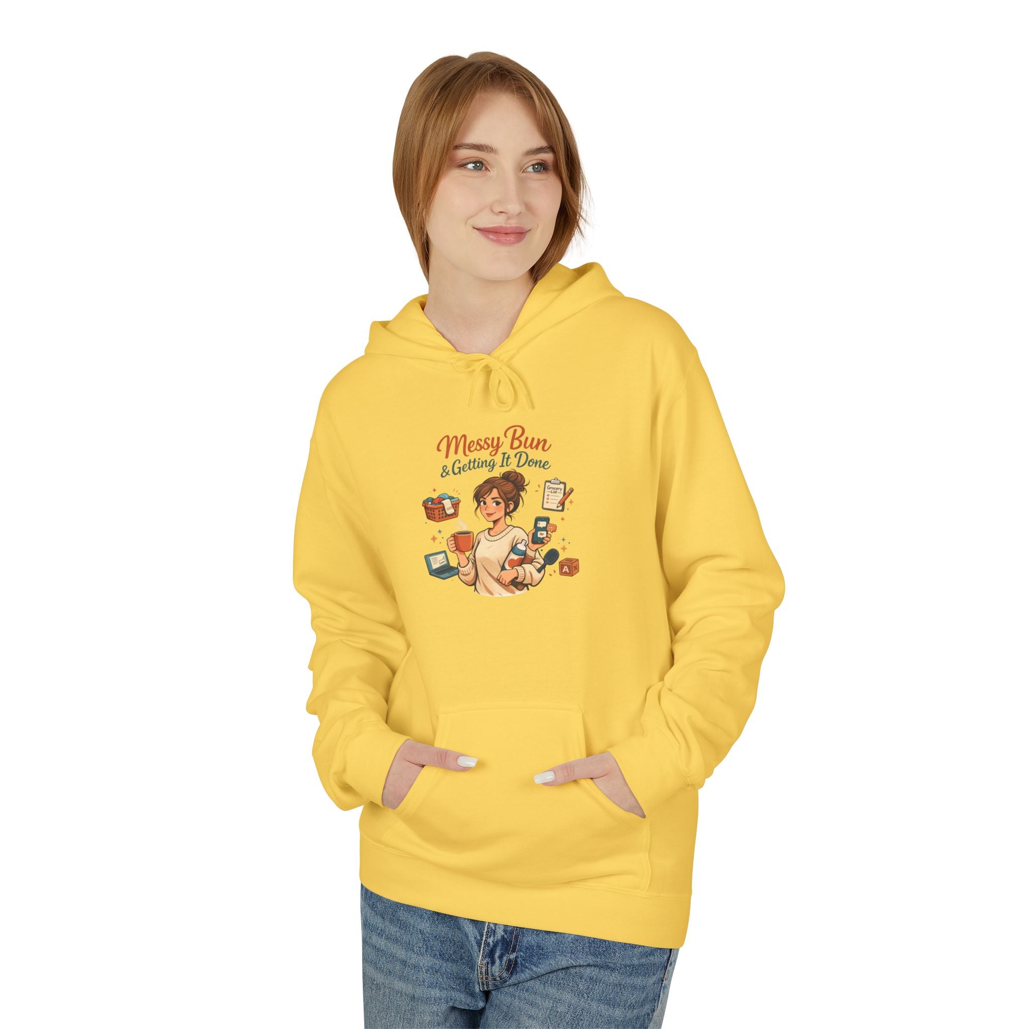 Messy Bun Mom Life Hoodie — Casual Motherhood Sweatshirt