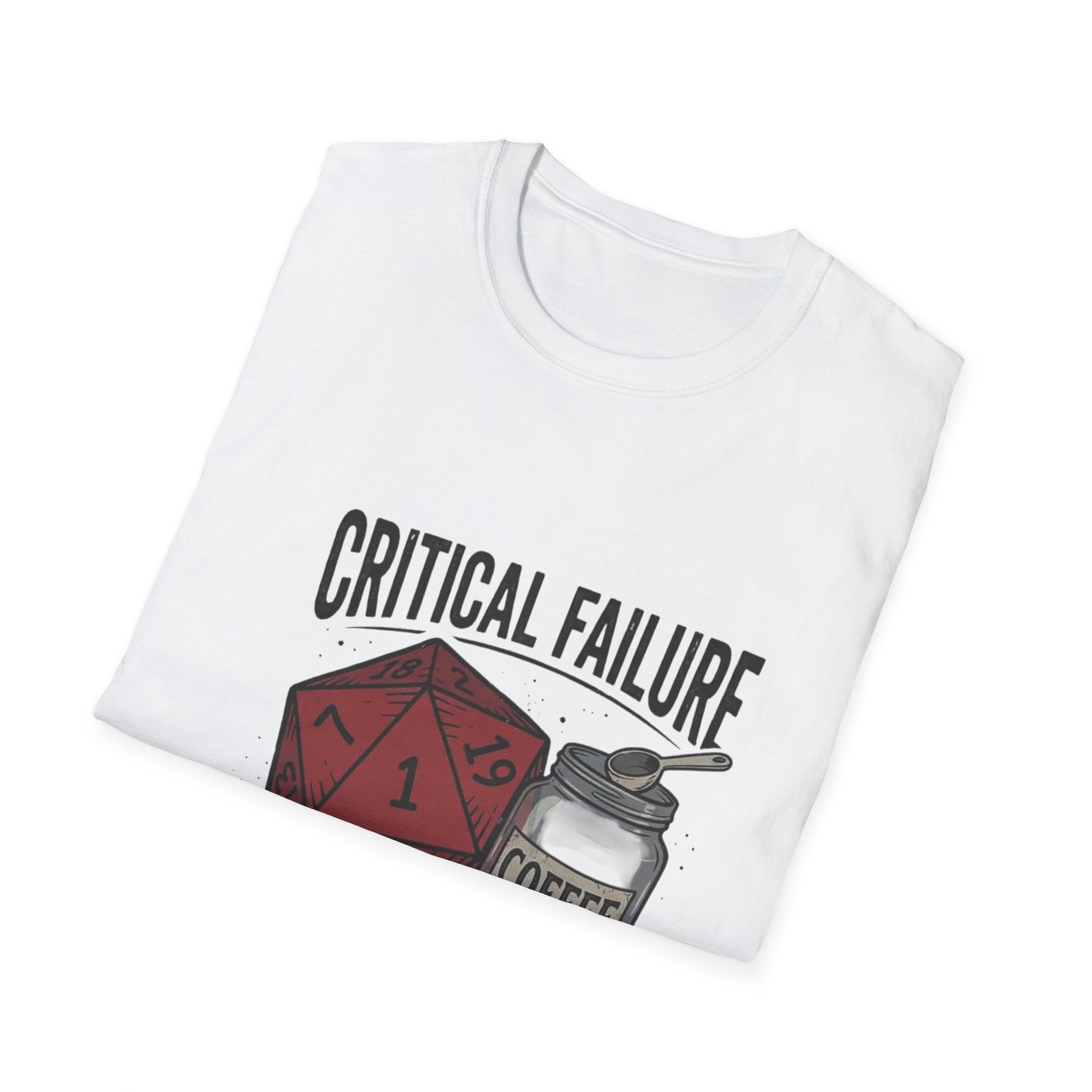 Critical Failure D20 Coffee T-Shirt — "Out of Coffee"