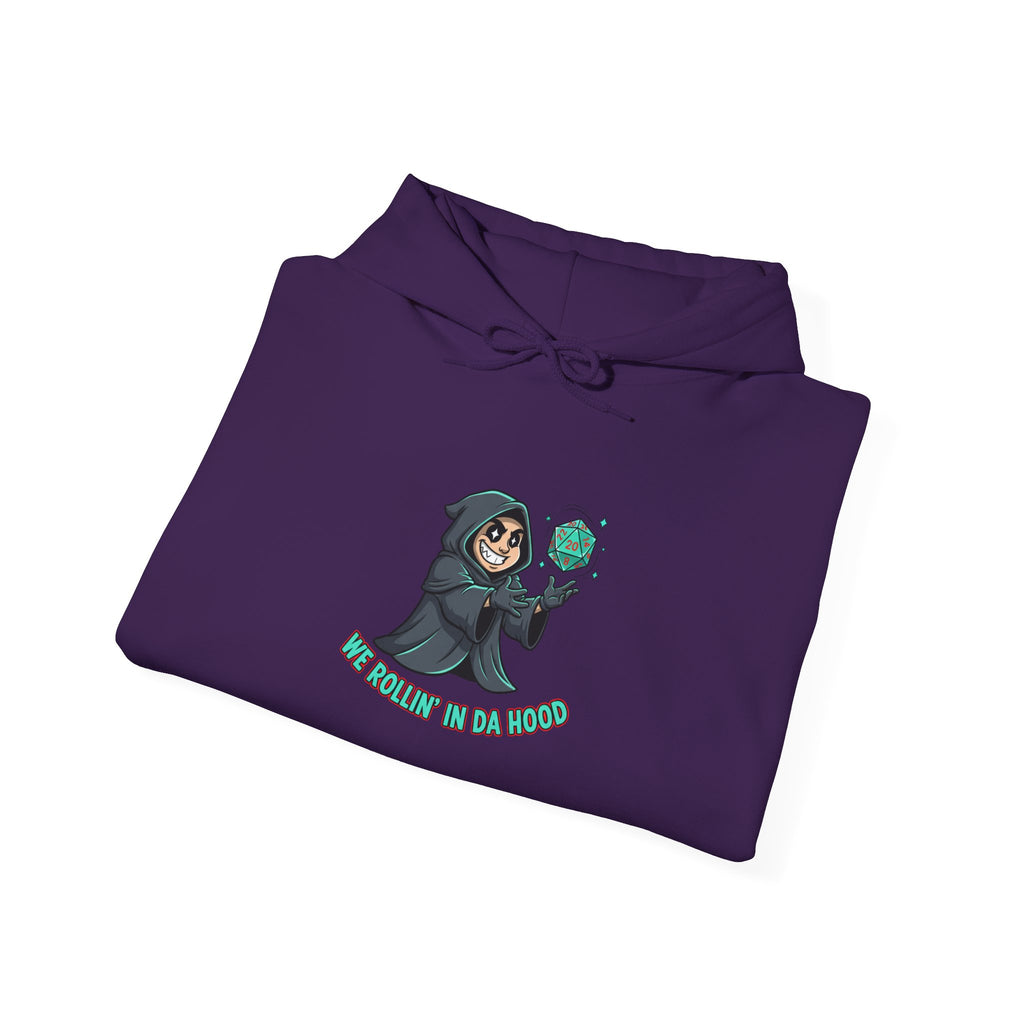 Grim Reaper D20 Hoodie — "Rollin' in da Hood" RPG Gaming Sweatshirt