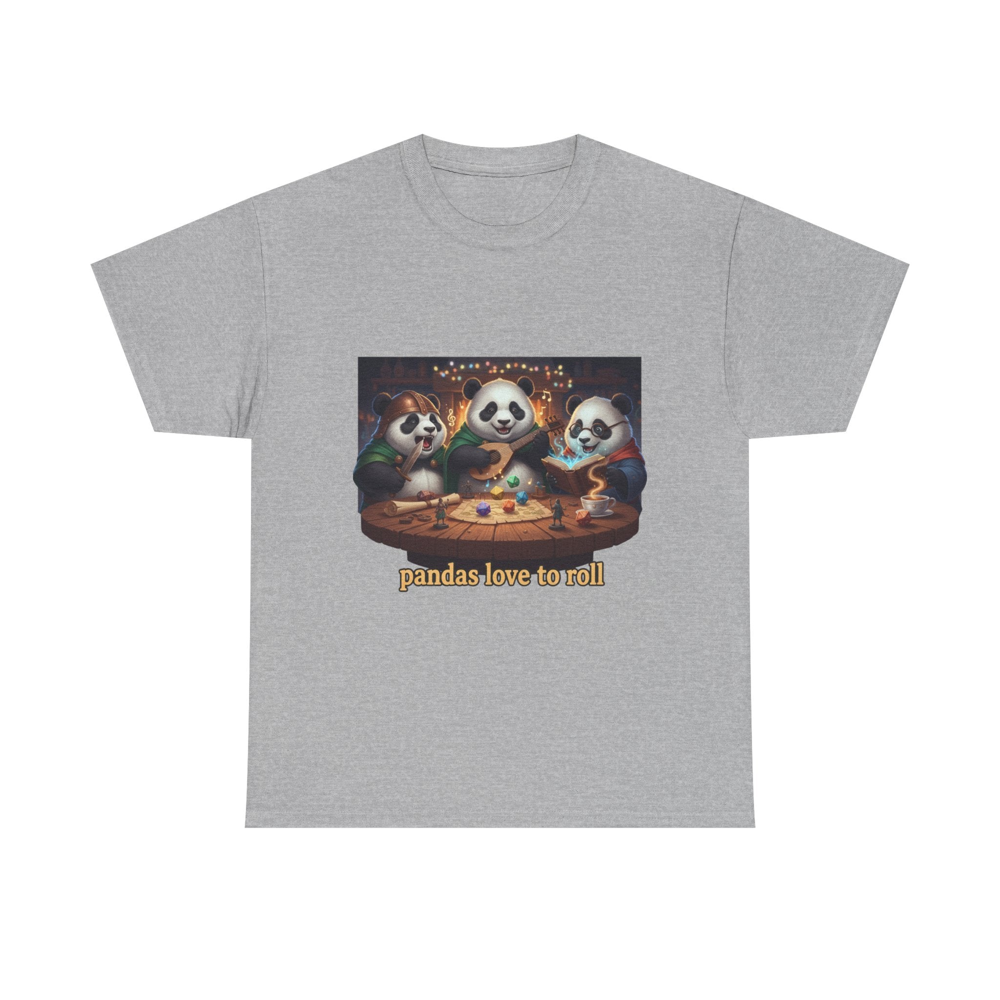 Pandas Love to Roll DnD T-Shirt — Fantasy Pandas Playing DnD Tee