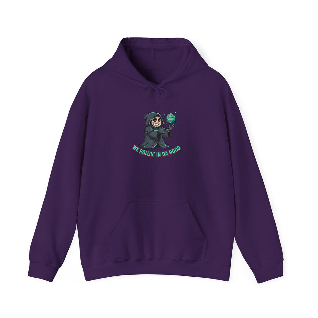 Grim Reaper D20 Hoodie — "Rollin' in da Hood" RPG Gaming Sweatshirt