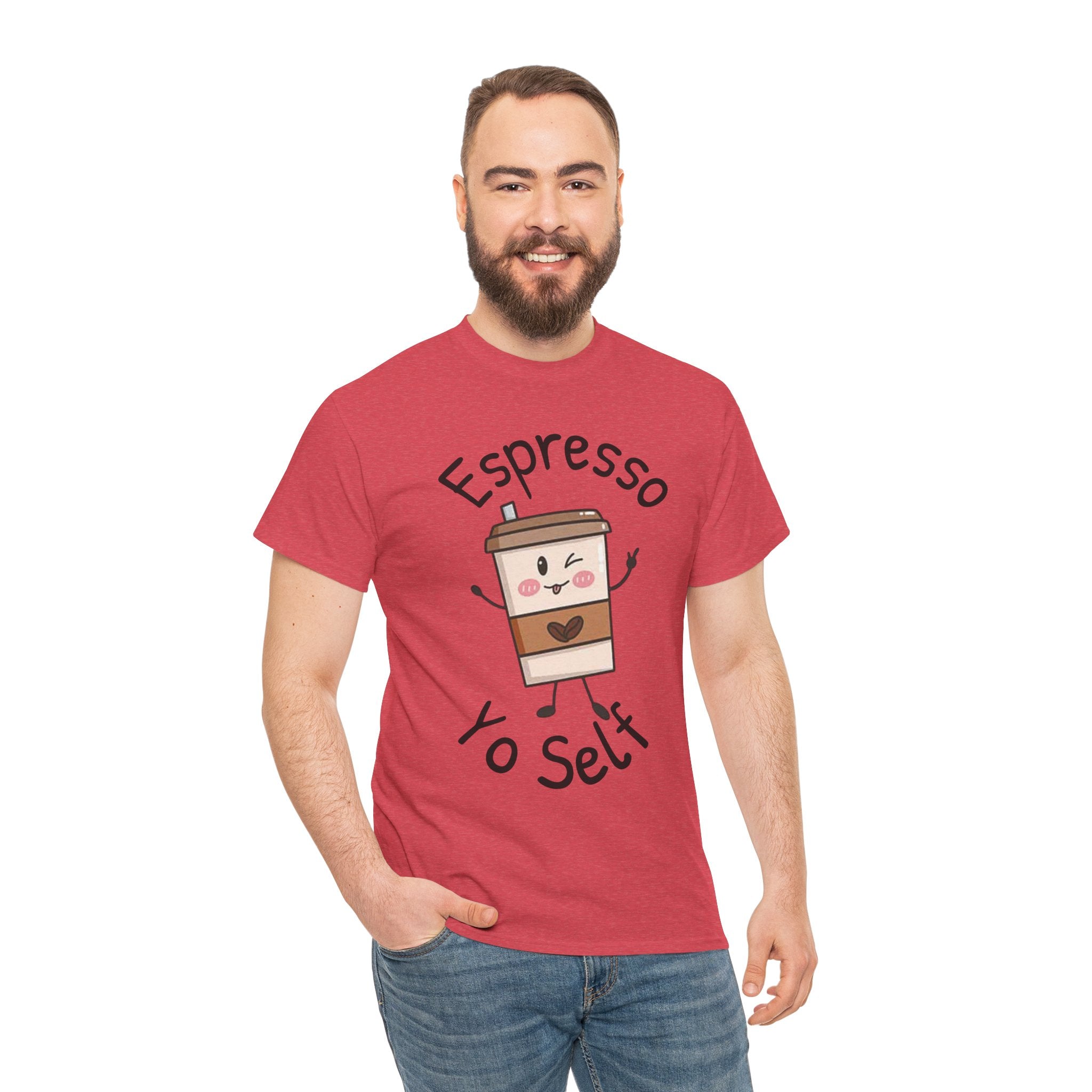 Espresso Yo Self Coffee Tee — Animated Coffee Guy Graphic T-Shirt