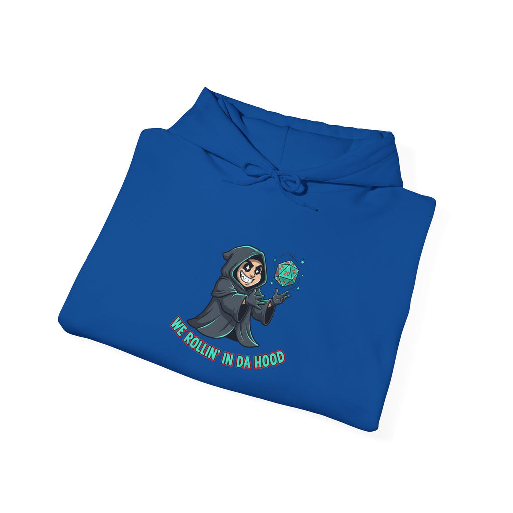 Grim Reaper D20 Hoodie — "Rollin' in da Hood" RPG Gaming Sweatshirt