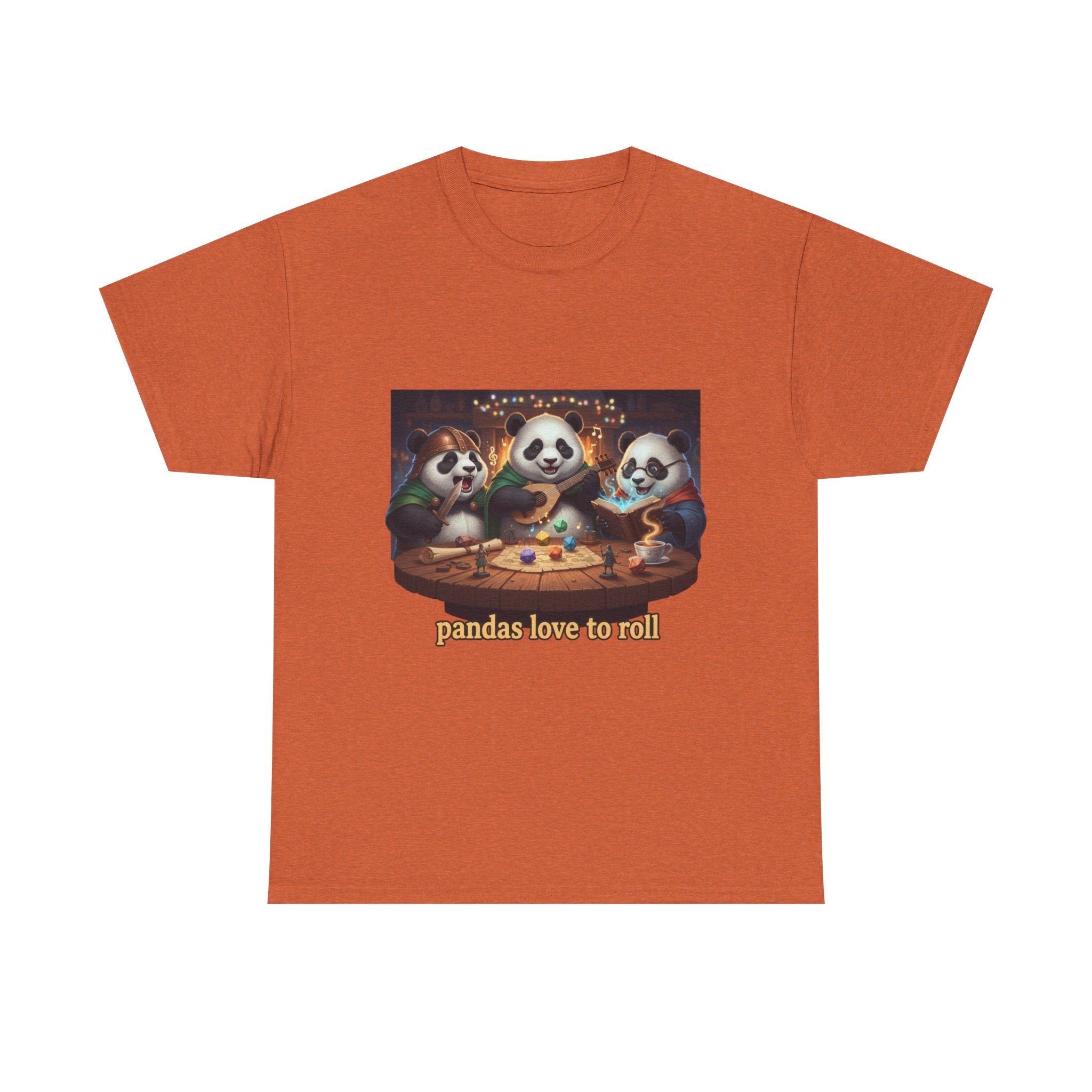 Pandas Love to Roll DnD T-Shirt — Fantasy Pandas Playing DnD Tee