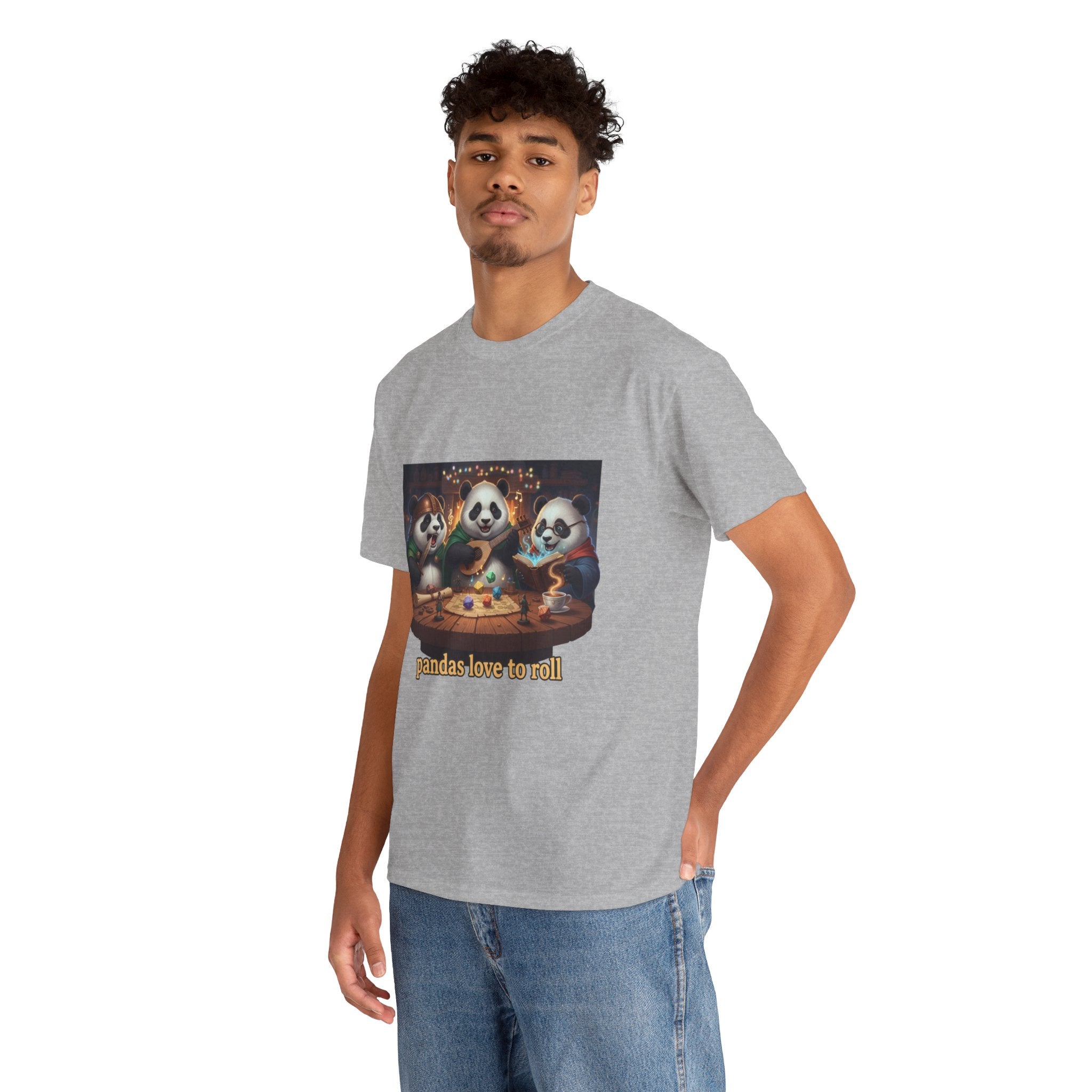 Pandas Love to Roll DnD T-Shirt — Fantasy Pandas Playing DnD Tee