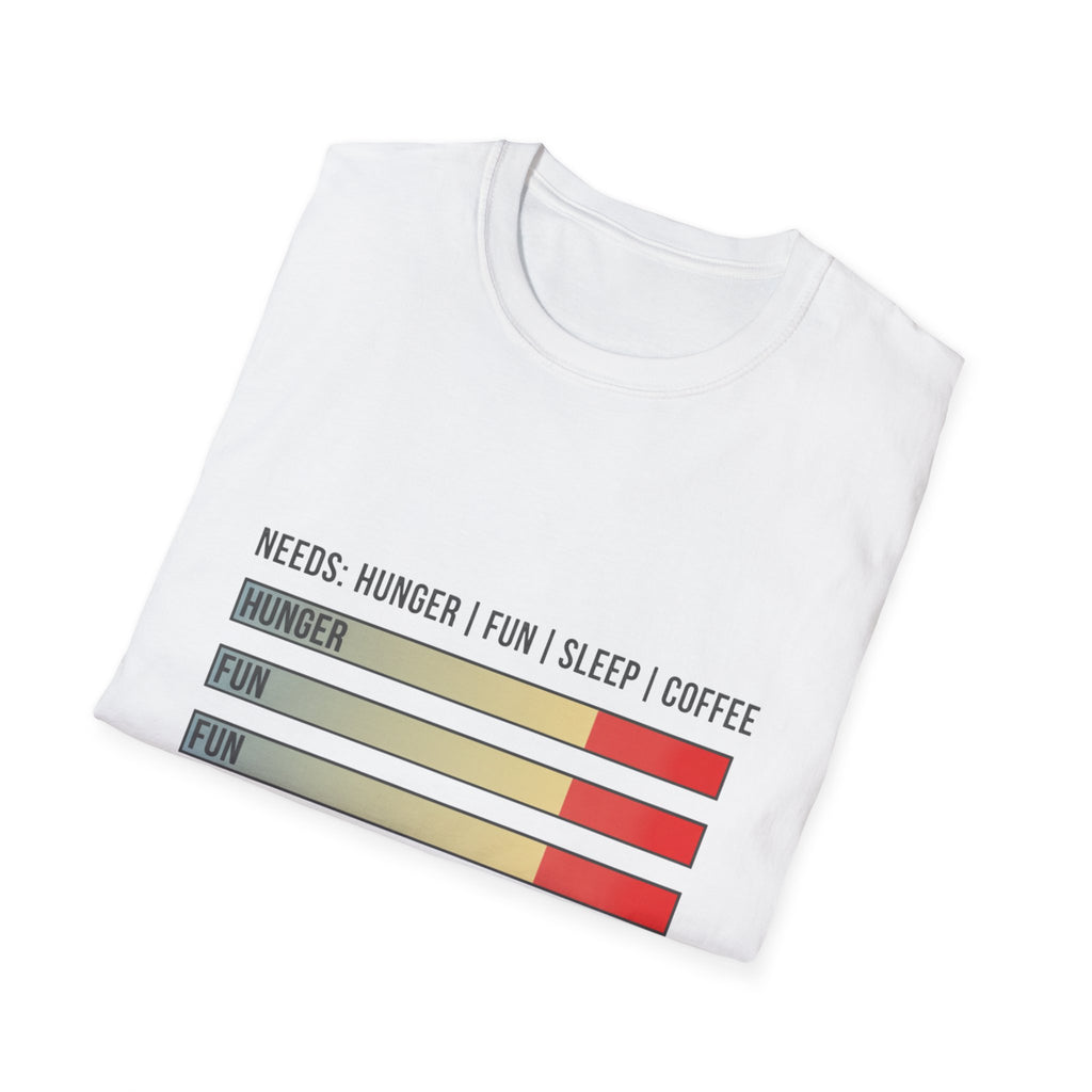 Needs: Hunger | Fun | Sleep | Coffee Graphic T-Shirt — Funny Meter Bars Tee