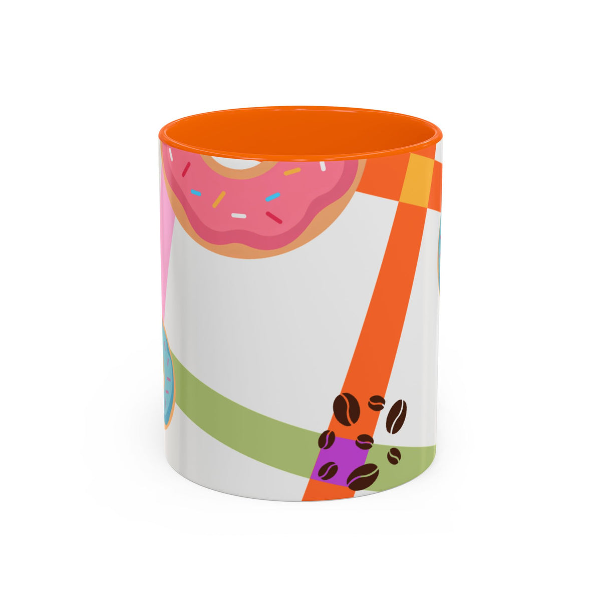 Donut & Coffee Accent Mug – Colorful Breakfast Coffee Cup (11/15 oz)