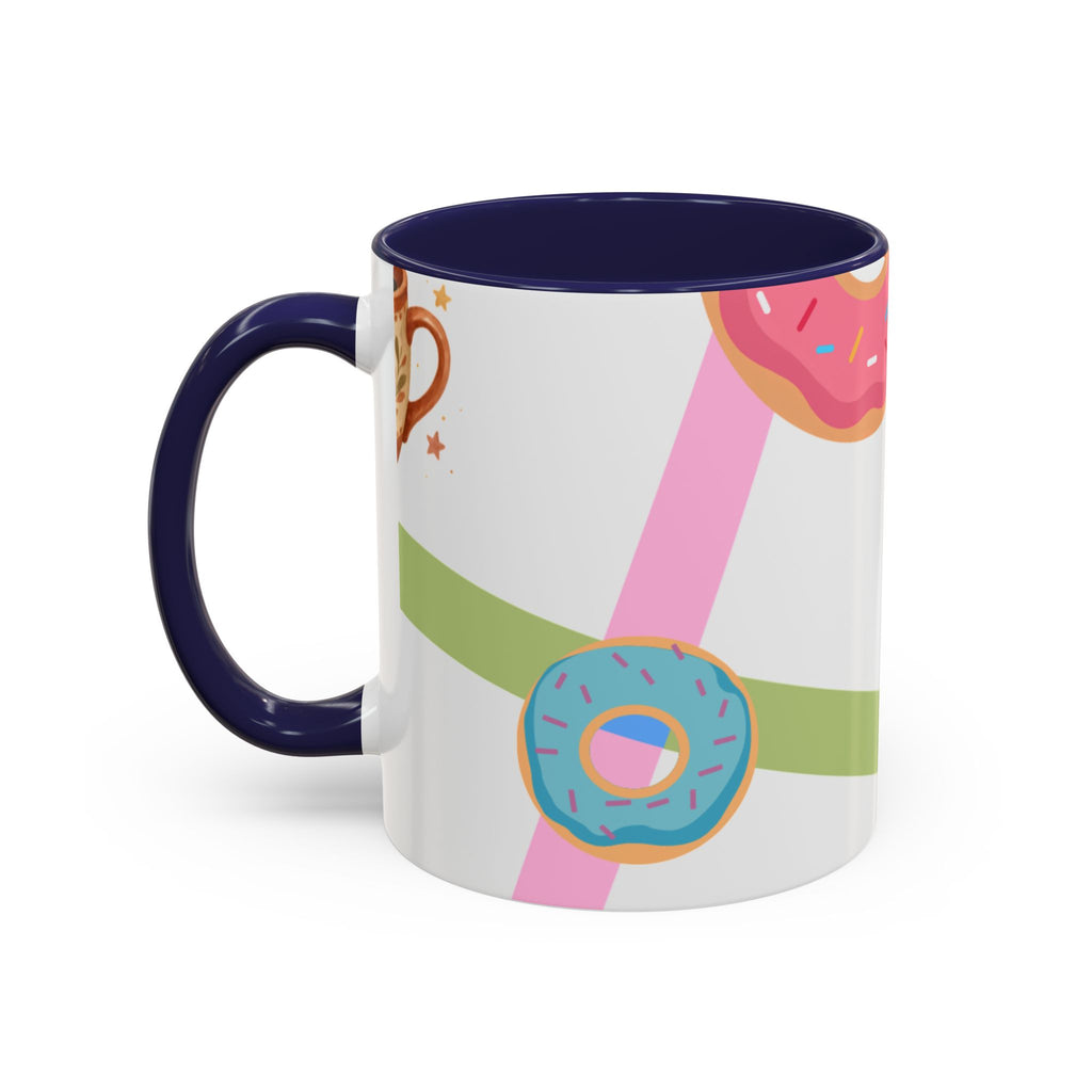 Donut & Coffee Accent Mug – Colorful Breakfast Coffee Cup (11/15 oz)