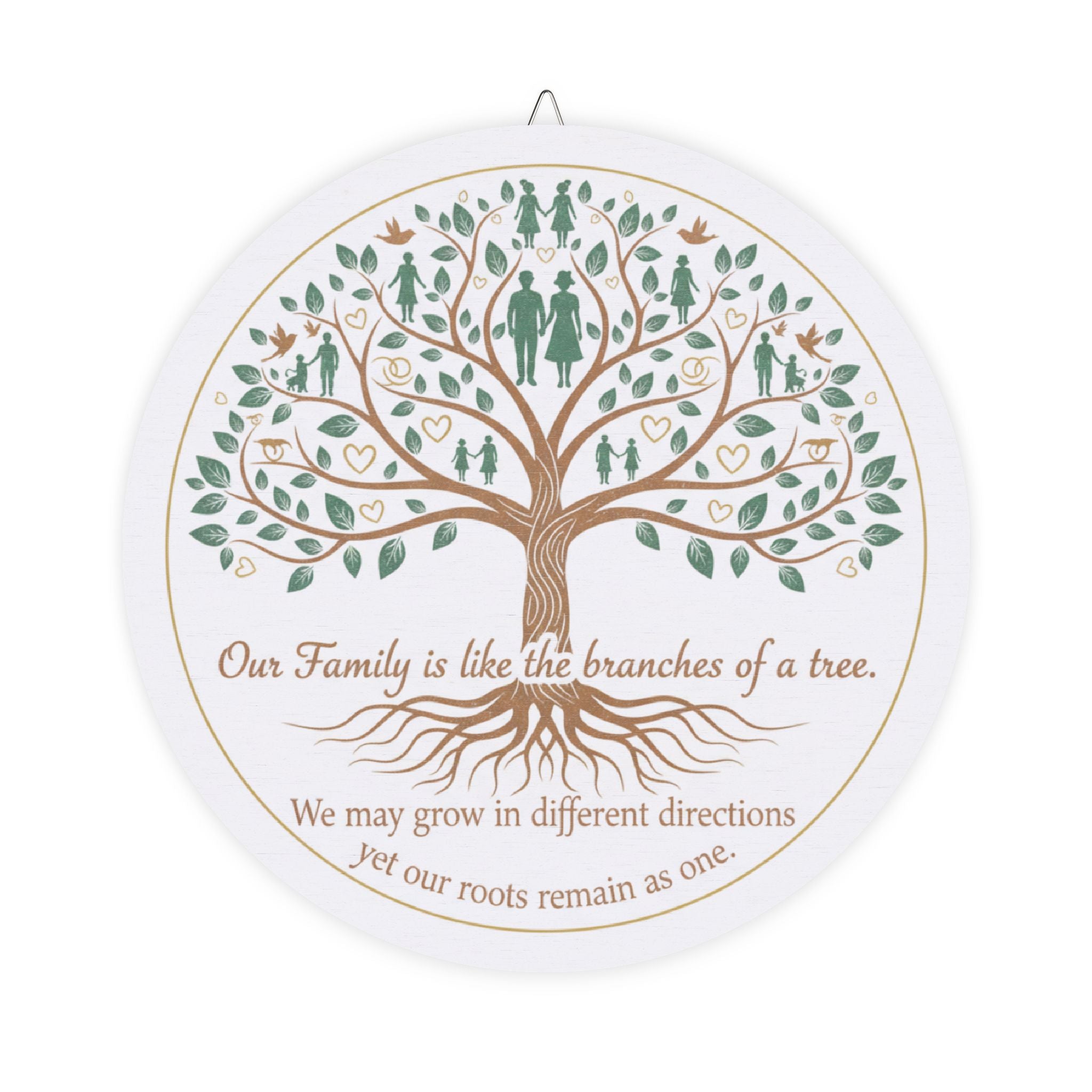 Family Tree Wood Sign – “Our Family is like the branches of a tree” Round Wall Plaque