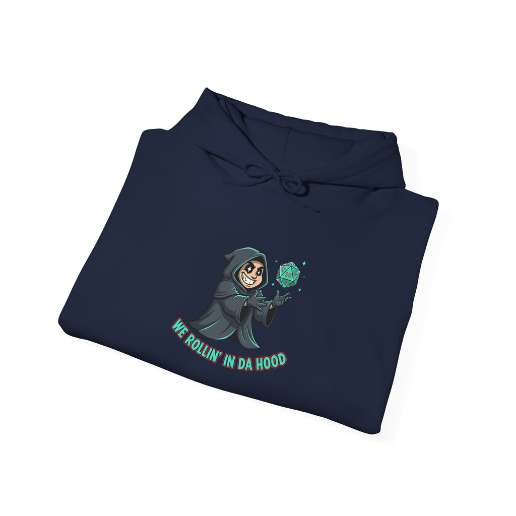 Grim Reaper D20 Hoodie — "Rollin' in da Hood" RPG Gaming Sweatshirt