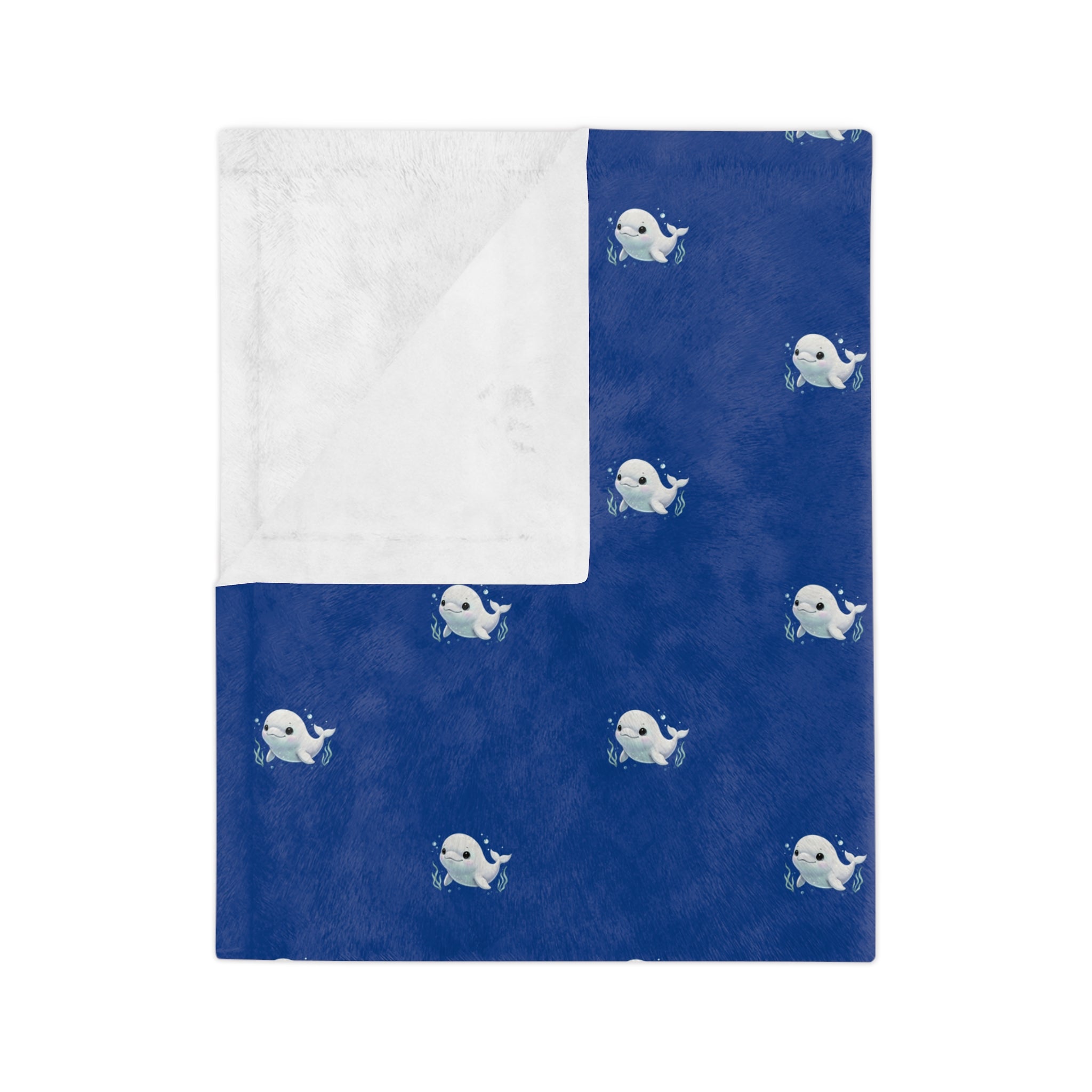 Baby Beluga Whale Velveteen Microfiber Blanket — Cozy Infant Throw