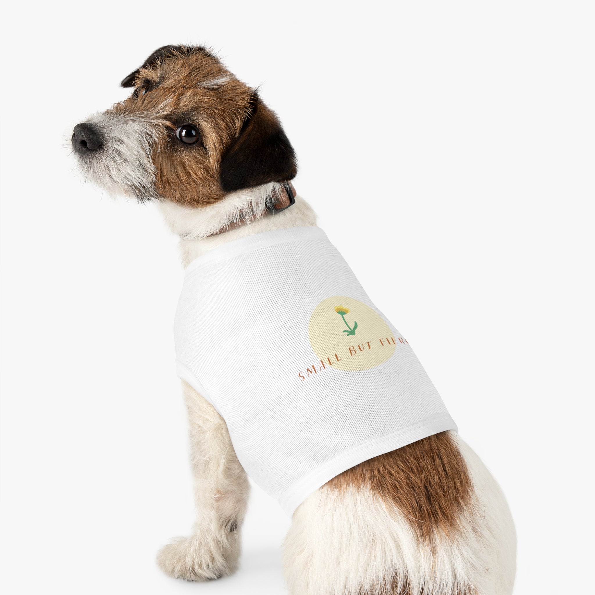 Small But Fierce Pet Tank Top — Floral Dandelion Graphic for Small Dogs & Cats
