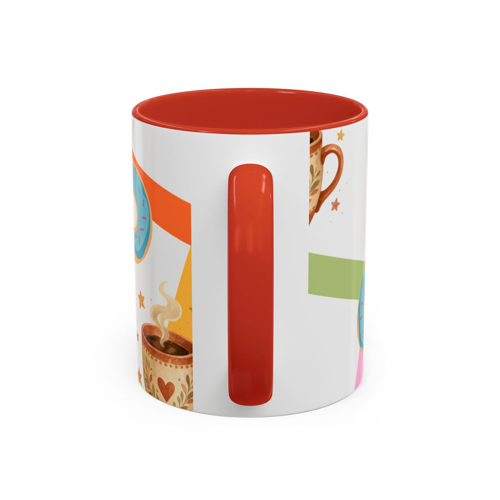 Donut & Coffee Accent Mug – Colorful Breakfast Coffee Cup (11/15 oz)
